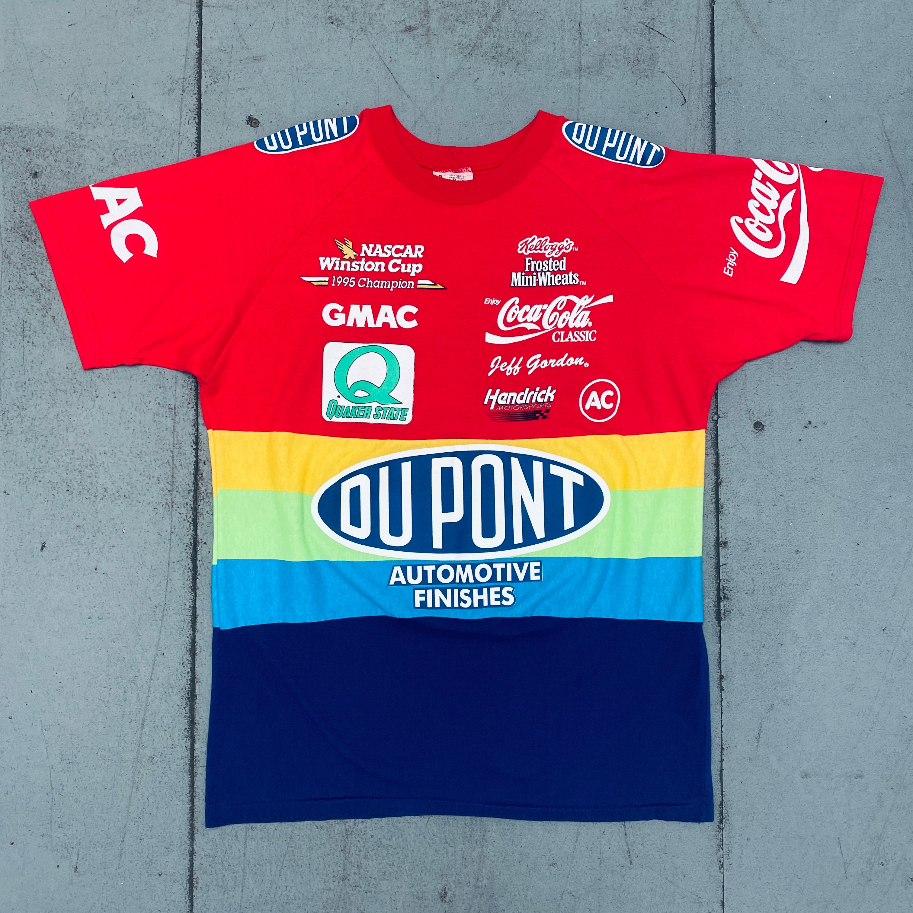 Authentic 1995 Jeff Gordon NASCAR Winston Cup Champion Rainbow T-Shirt - XL - Vintage Racing Fan Apparel for Collectors & Race Day Outfits