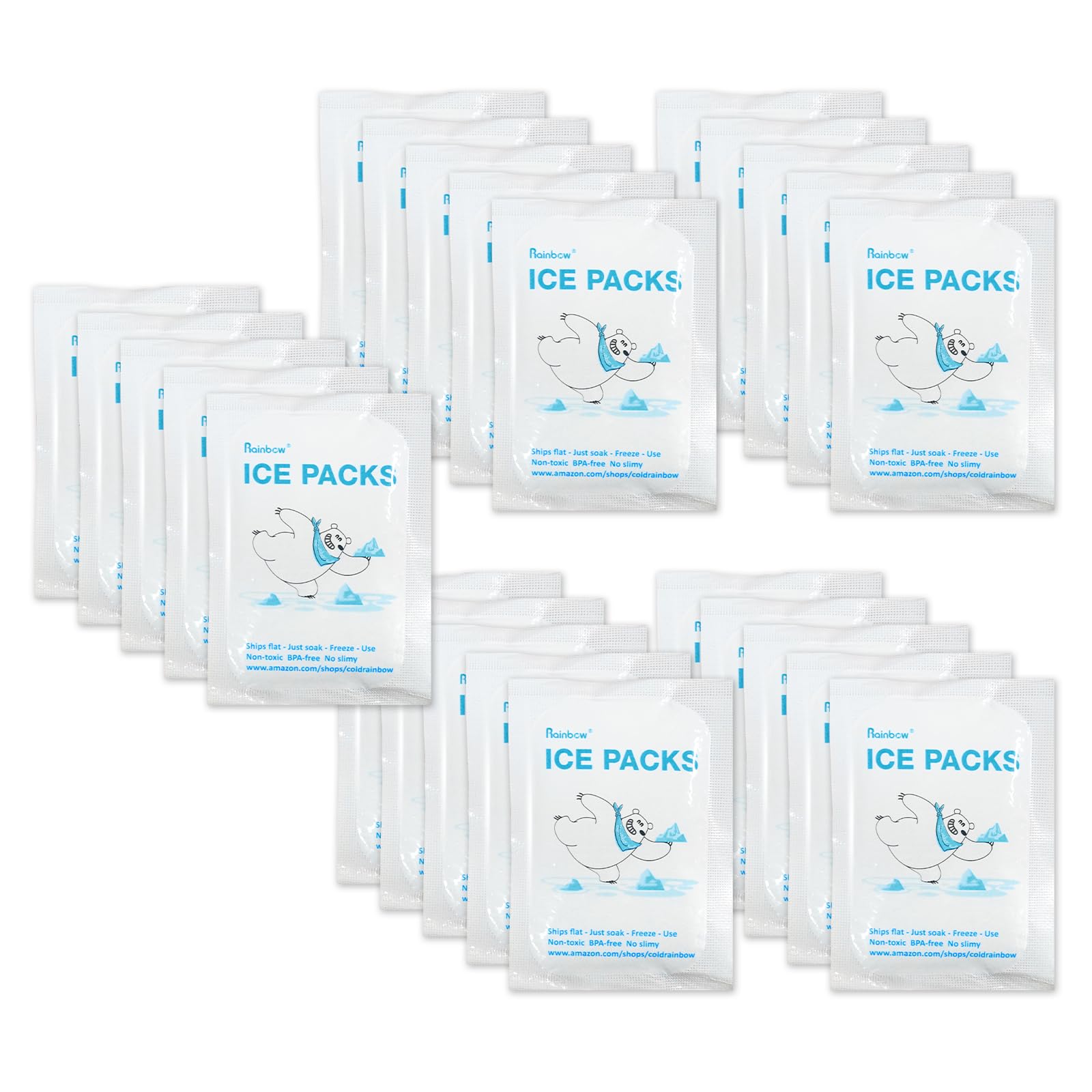 RAINBOW Dry Ice Packs for Shipping Food | Small Reusable Cold Packs for Cooler Bags | Leakproof Long-Lasting Ice Packs for Frozen Food Transport | Auto Water Absorption | Perfect for Meal Prep, Camping & Grocery Delivery