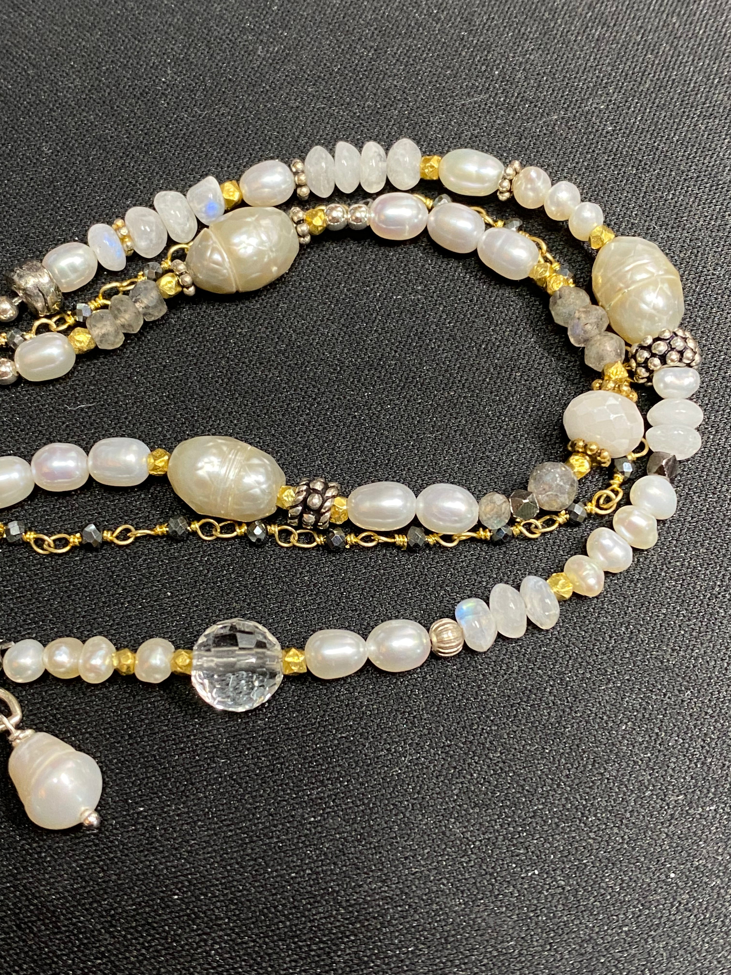 Elegant Pearl Triple Strand Bracelet for Women - Mixed Metal Dainty Jewelry for Wedding, Party & Everyday Wear