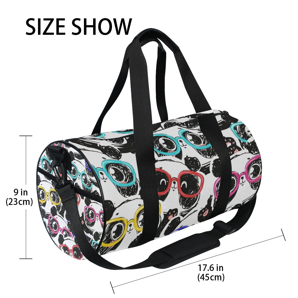 Hand Drawn Cute Panda Duffel Bag - Travel, Gym & Sports Duffle Bag for Women | Perfect for Workouts, Weekend Getaways & Yoga Classes