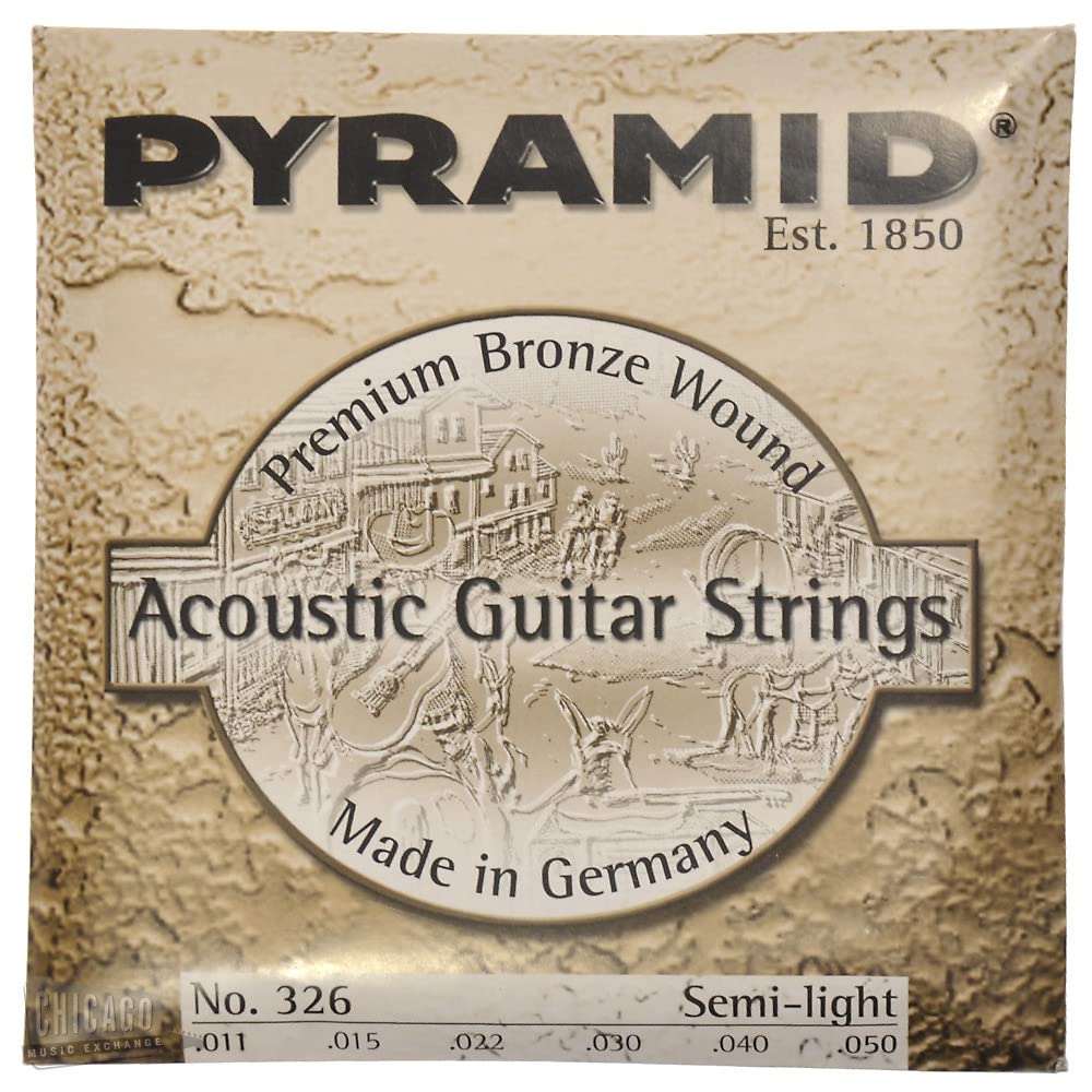 Premium Phosphor Bronze Acoustic Guitar Strings 11-50 - Pyramid Semi-Light Model 326 100 | Warm Balanced Tone for Folk, Blues & Fingerstyle Playing