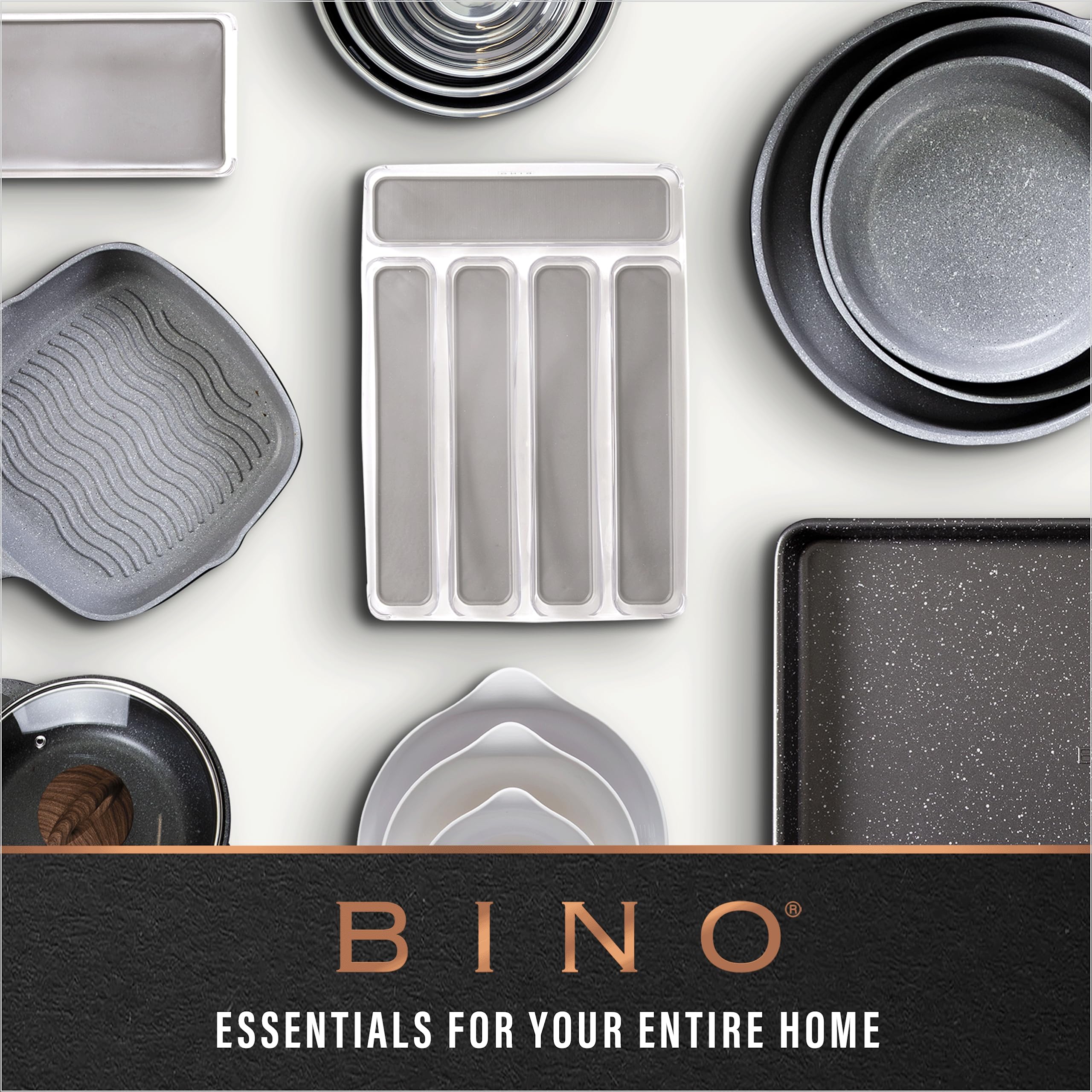 BINO Plastic Storage Bins - Medium Deep Clear Organizer Containers for Kitchen Pantry, Freezer & Home Organization | Multipurpose Storage Solutions for Closet, Office & Kids Room | THE HANDLER COLLECTION