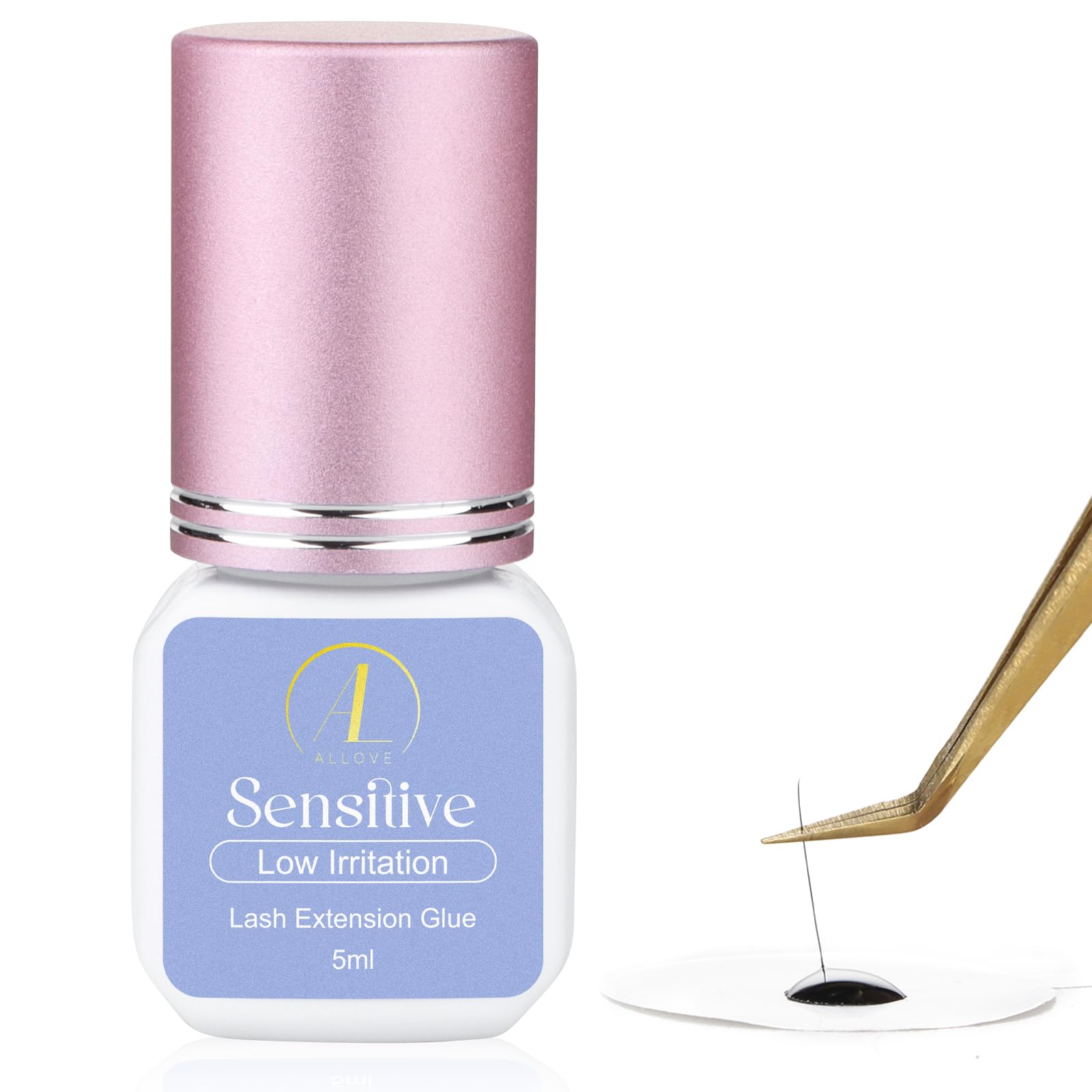 ALLOVE Professional Eyelash Extension Glue - Fast Drying 3-5 Seconds, Low Fume Formula, 3-4 Week Retention, Waterproof Lash Adhesive (5ml) for Sensitive Eyes - Perfect for Salon Use & Home Lash Extensions