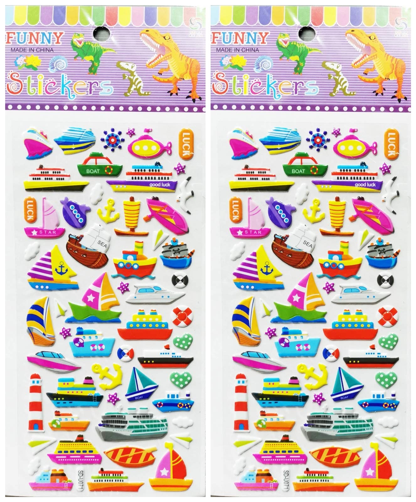 Waterproof Ocean Boat Stickers - 2 Sheets Cute Cartoon Sea & Beach Vinyl Decals for Kids - Perfect for Scrapbooking, Diaries, Cards, School Projects & Room Decor