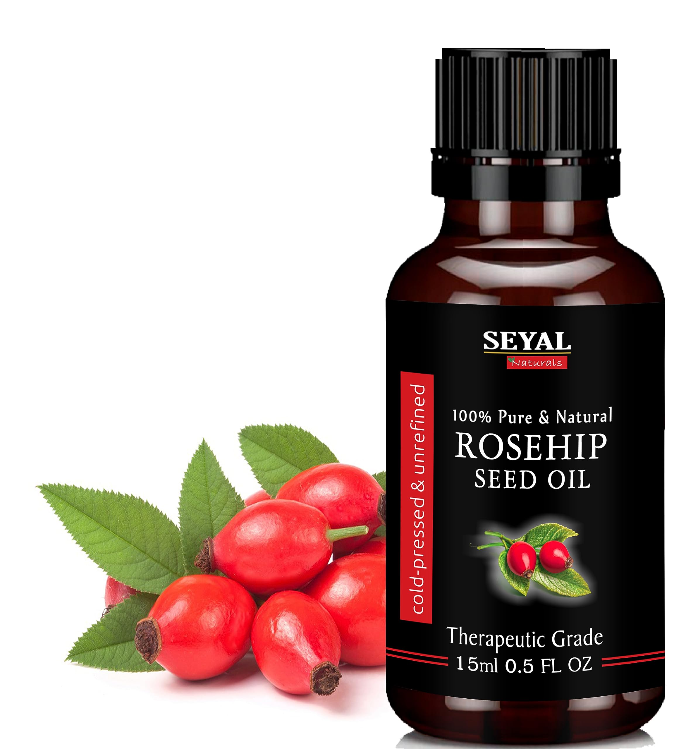 **Seyal 100% Pure Cold Pressed Rosehip Seed Oil for Face - Natural Therapeutic Grade Facial Oil for Glowing Skin, Reduces Scars & Stretch Marks - 15ml | Perfect for Night Routine, Dry Skin & Anti-Aging Care**