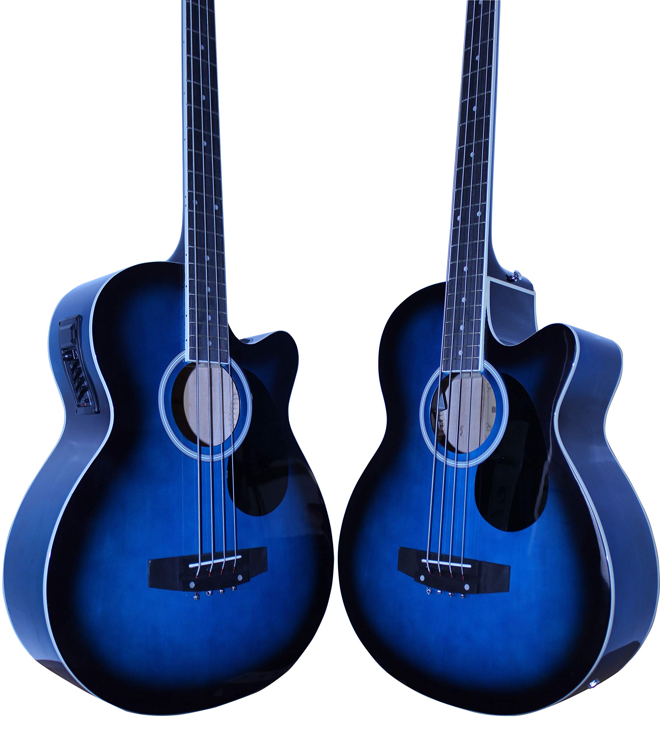 Full Size 4-String Cutaway Acoustic-Electric Bass Guitar with 4-Band EQ, Includes Gig Bag, Strap & Picks - Blue | Perfect for Live Performances, Studio Recording & Practice Sessions