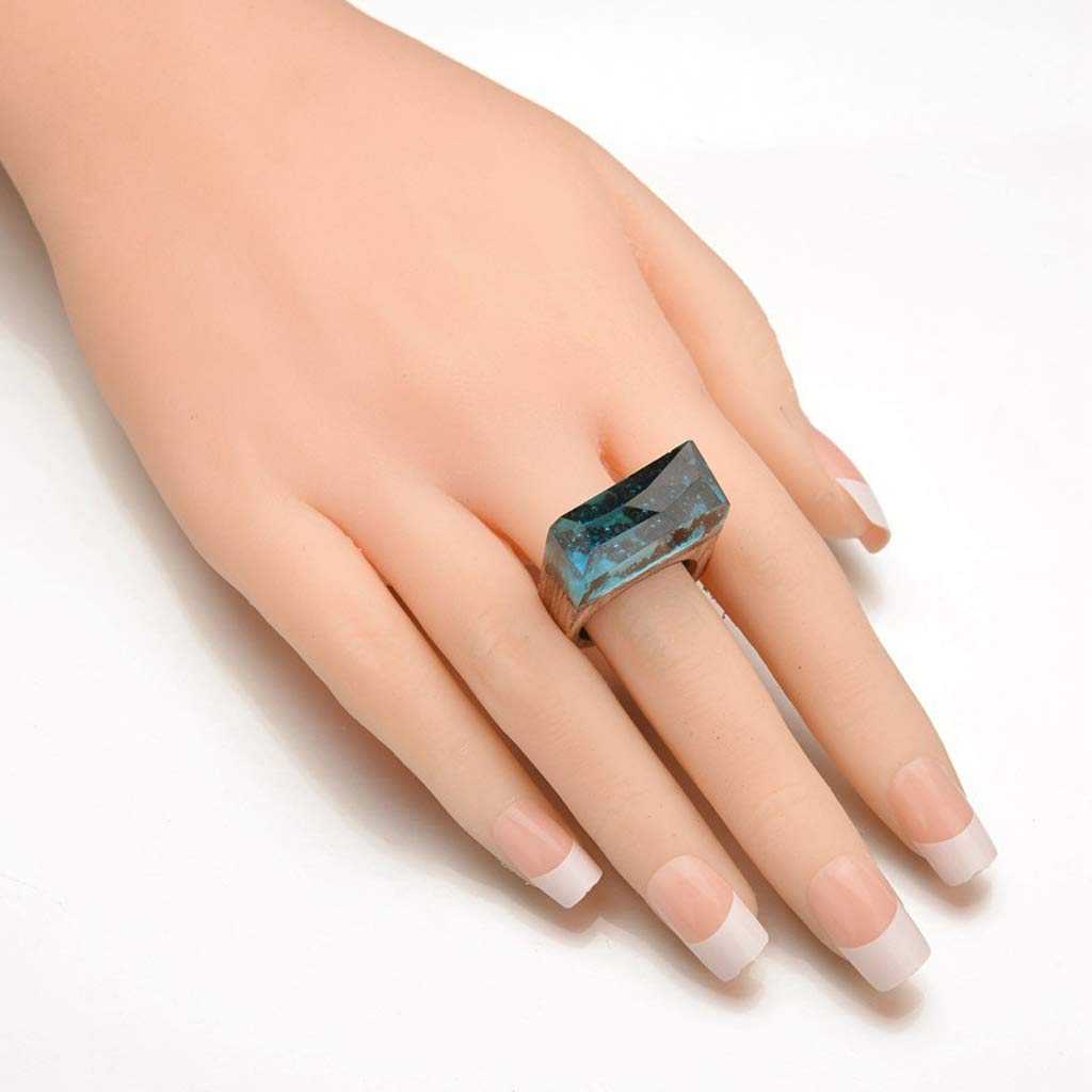 Handmade Wood Resin Ring with Secret Forest Scenery Inside - Unique Nature Inspired Jewelry for Women - Perfect for Gifts, Weddings & Boho Fashion