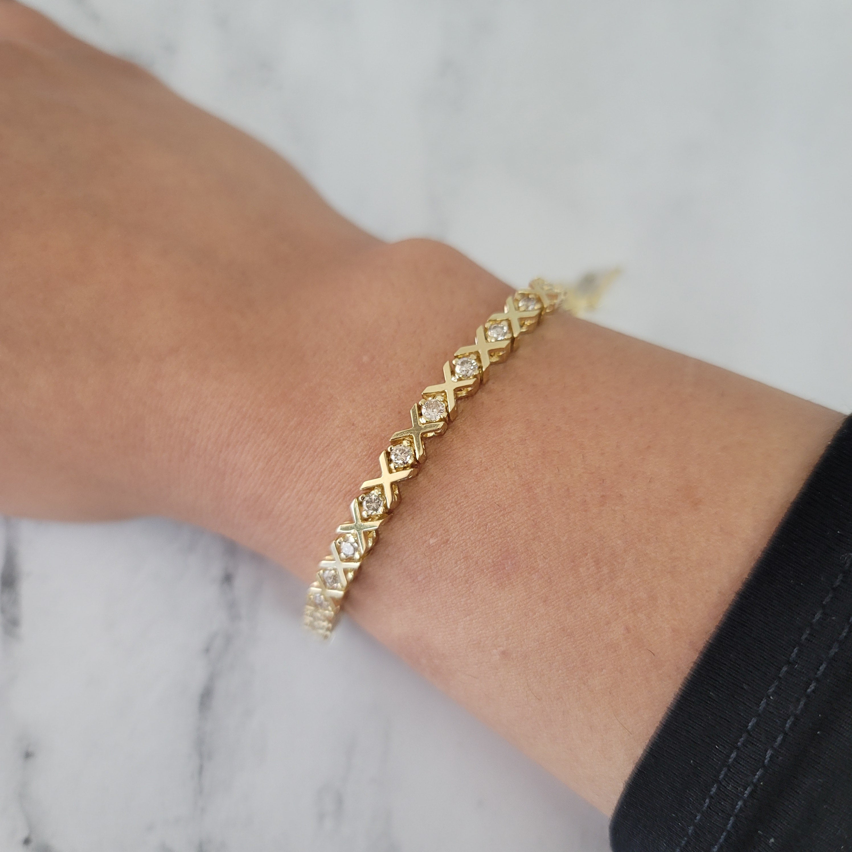 2 Carat XOXO Love Theme Diamond Bracelet for Women - Elegant Heart-Shaped Sterling Silver Jewelry Gift for Anniversary, Valentine's Day & Special Occasions