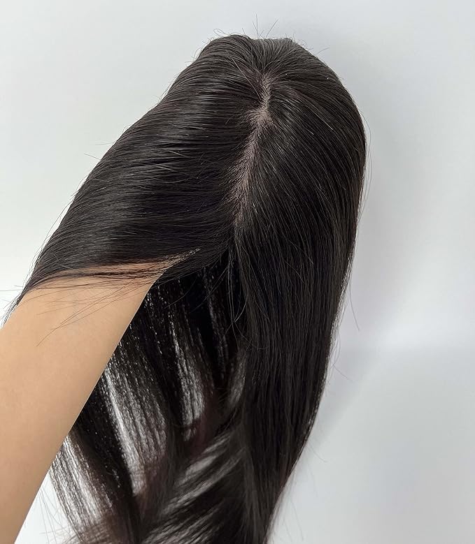 Premium Human Hair Toppers for Women - 4x4cm Full Silk Base Straight Hairpiece for Thinning Hair (16