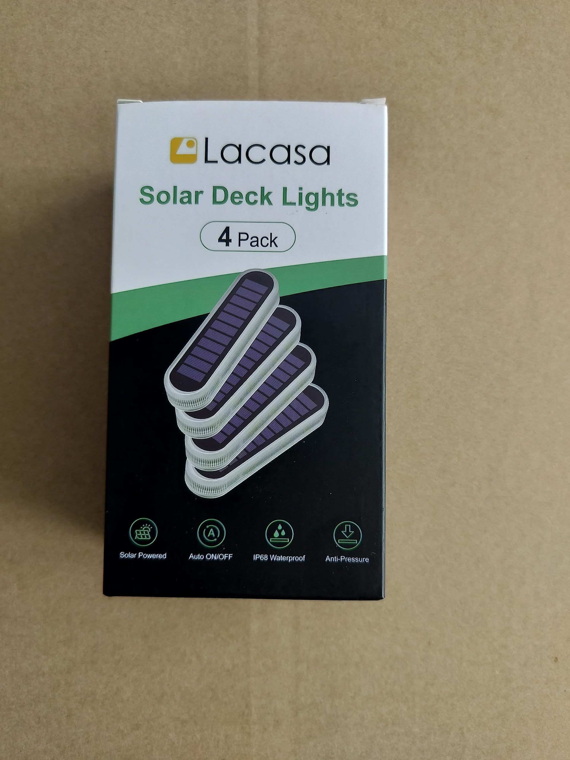 Lacasa Solar Deck Lights 4 Pack - 40LM Waterproof LED Outdoor Step Lights for Garden, Stairs, Driveway & Pathway - IP68 Auto ON/Off Solar Powered Blue Lighting (Perfect for Landscape, Dock & In-Ground Installation)