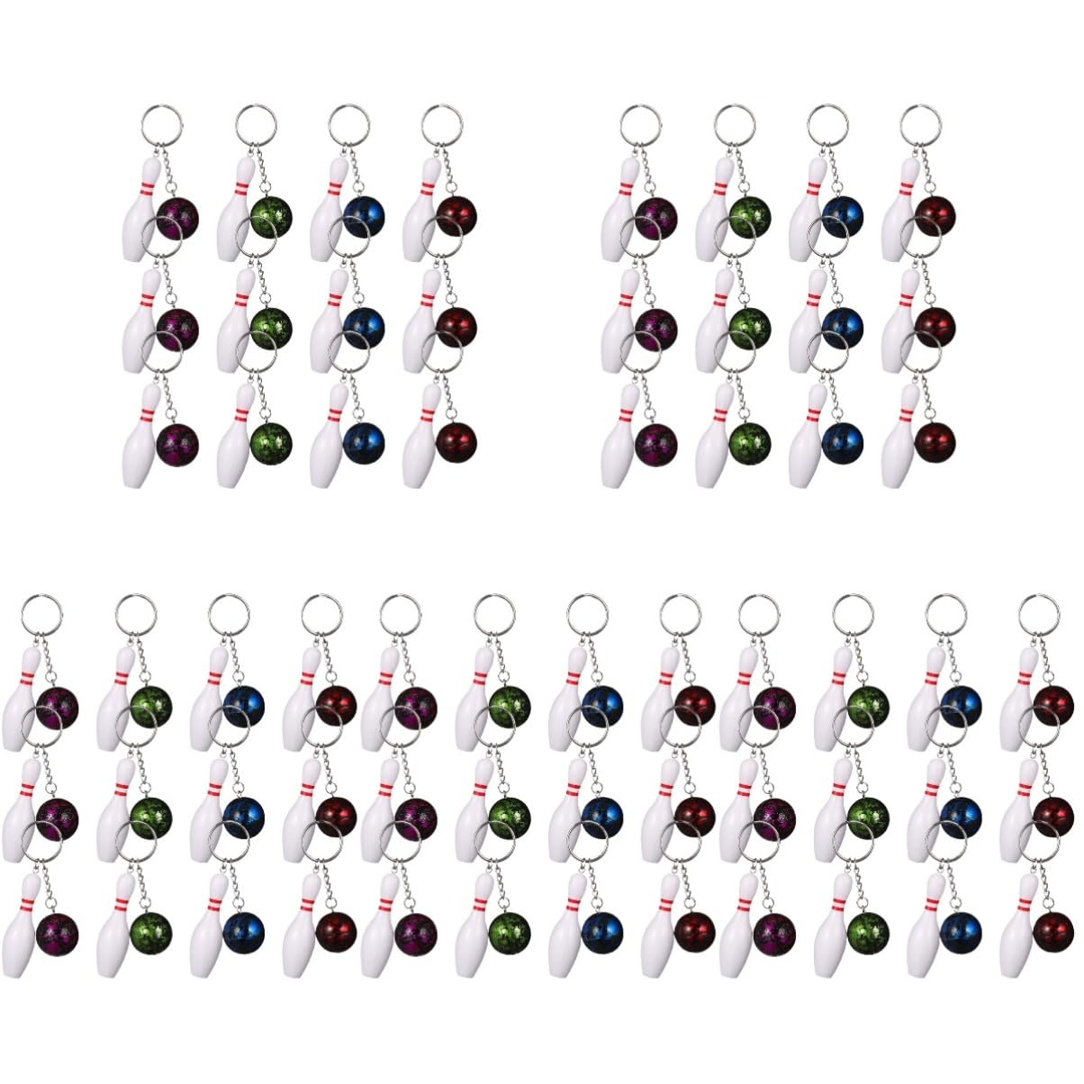 Yardwe 60 Pcs Bowling Keychain Set - Mini Bowling Keychains for Party Decorations, Key Rings & Keepsakes - Perfect for Bowling Themed Parties, Gifts & Decorative Accessories