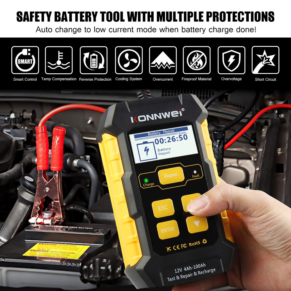 KW850 OBD2 Scanner & KW510 Battery Charger Tester - Professional Car Diagnostic Tool & 12V Auto Battery Tester - Perfect for Mechanics, DIY Enthusiasts & Home Garage Use