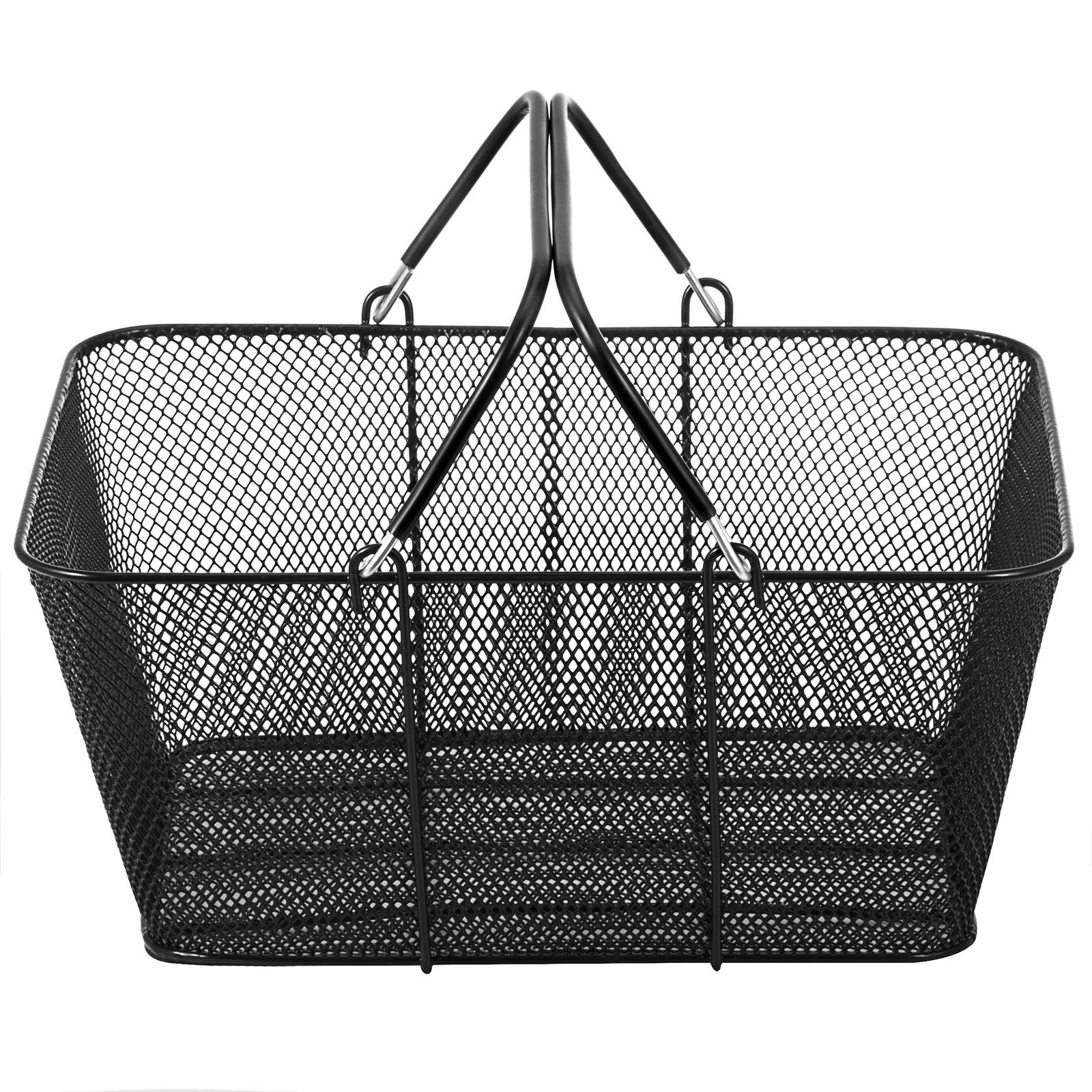 VEVOR 12-Pack Black Metal Shopping Baskets with Handles - Portable Wire Mesh Baskets for Supermarkets, Retail Stores & Grocery Shopping - Durable & Stylish for Home, Office & Commercial Use