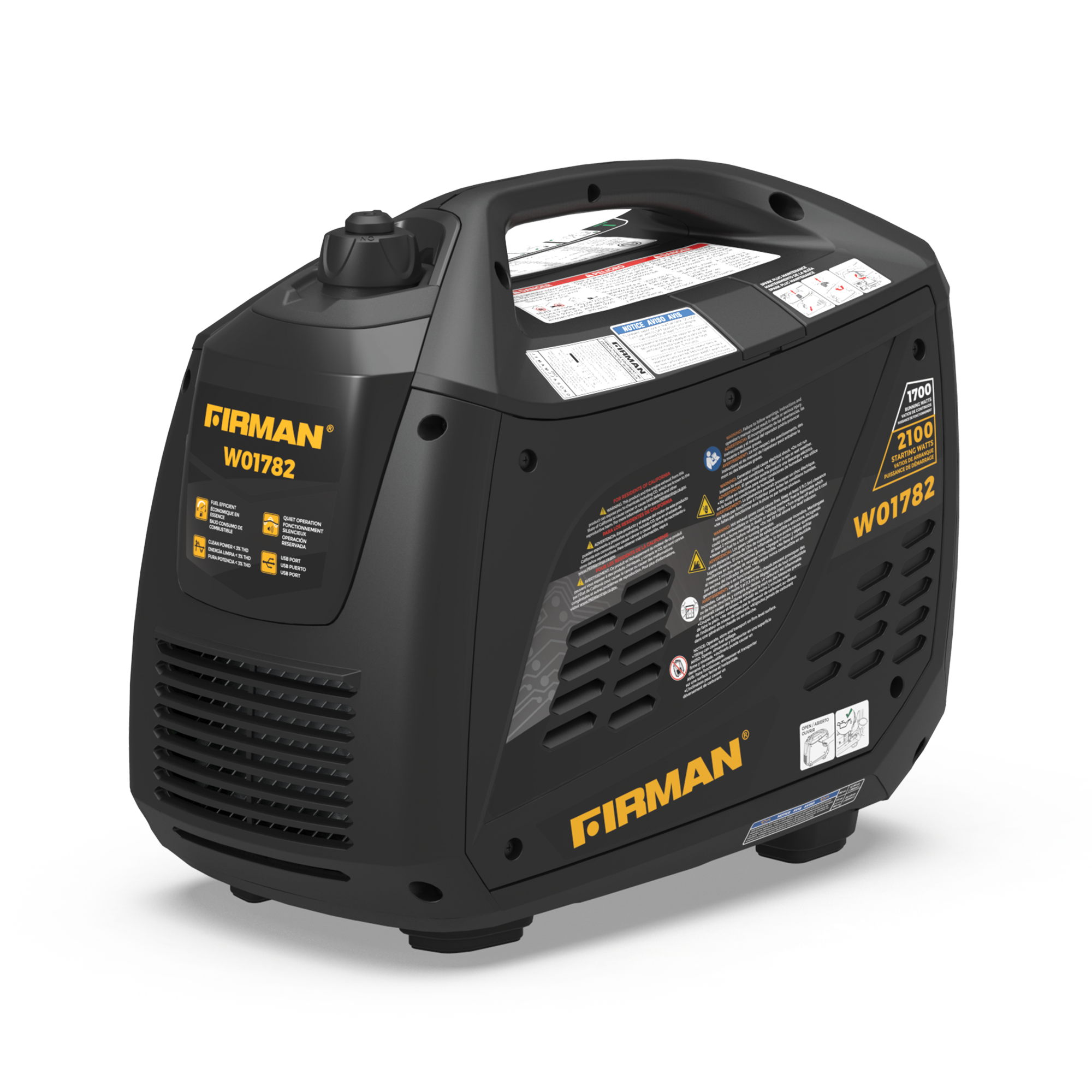 2100W Portable Inverter Generator with Recoil Start - Quiet, Lightweight Power for Camping, RV Trips & Emergency Backup