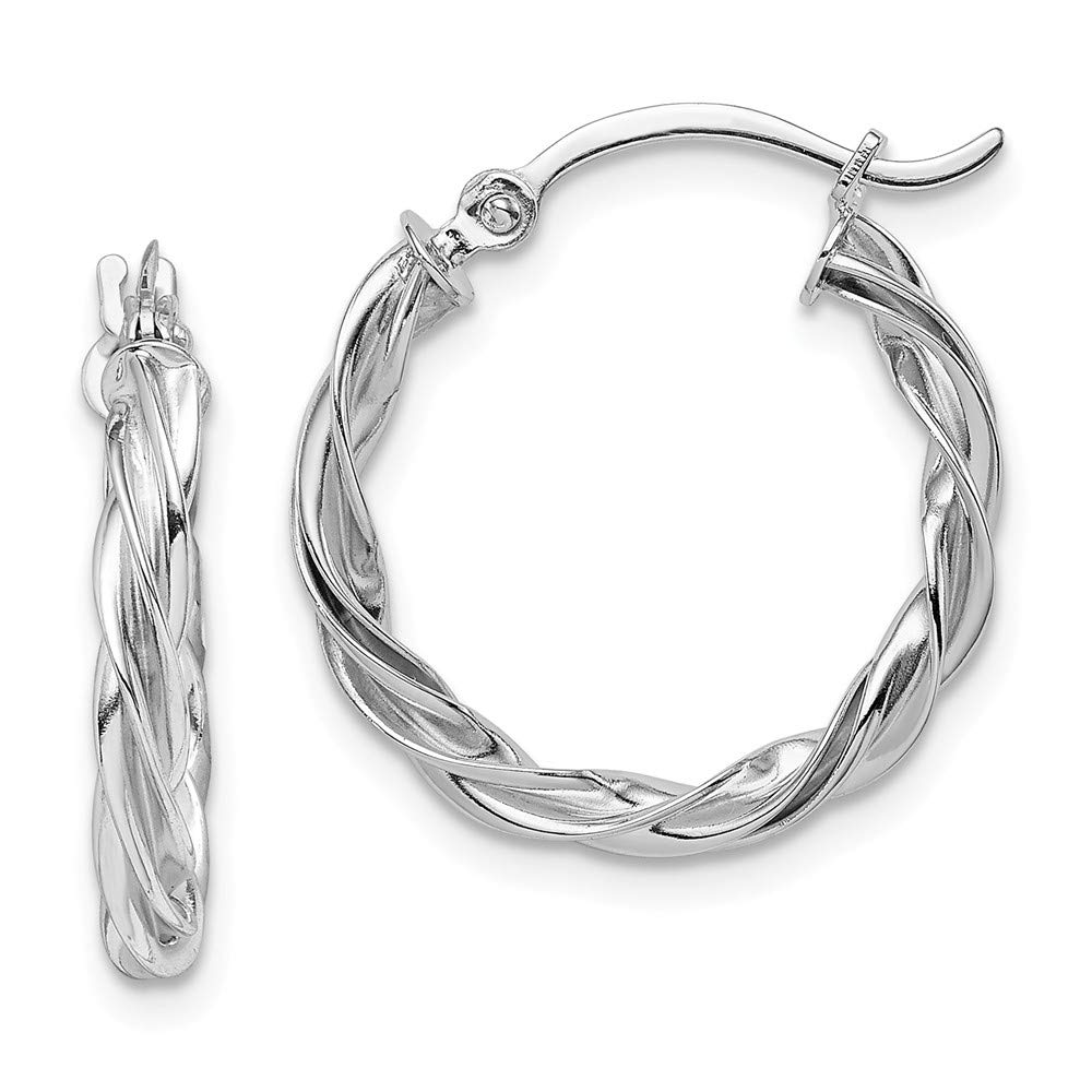 14K White Gold Twisted Hoop Earrings for Women - 20mm x 19mm Dainty Chunky Hoops, Perfect for Everyday Wear, Parties & Gifts