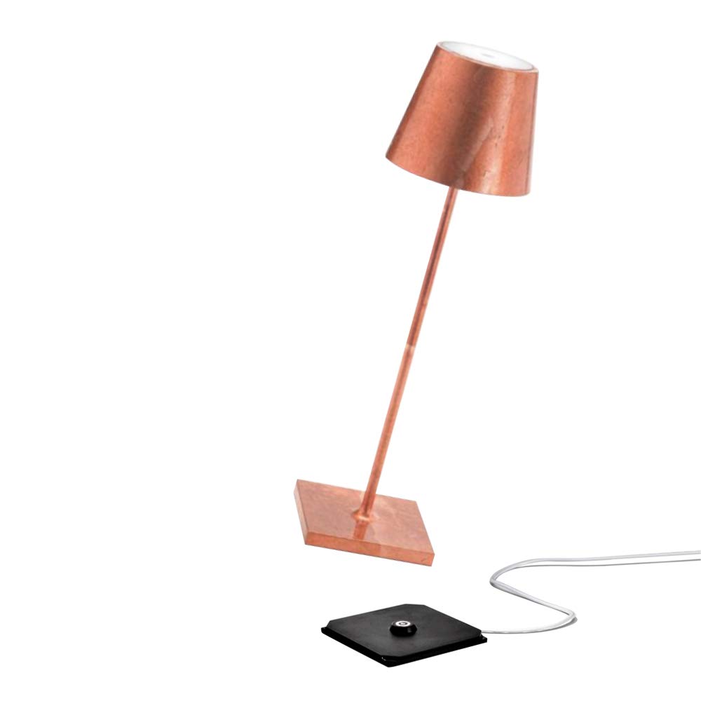 Zafferano Poldina PRO Table Lamp - Modern Copper Leaf Finish, Adjustable LED Light for Bedroom, Living Room & Office Decor