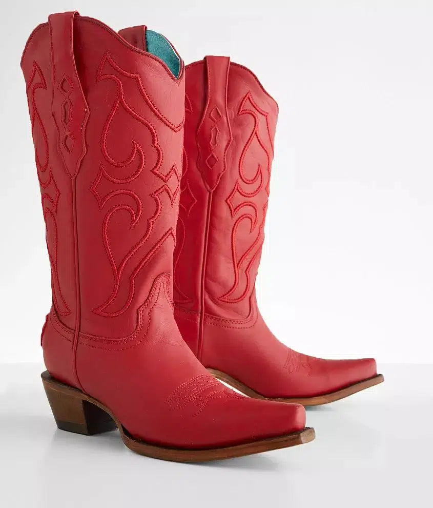 Z5073 Women's Corral Red Western Cowgirl Leather Boots - Stylish & Durable for Rodeo, Line Dancing & Country Fashion