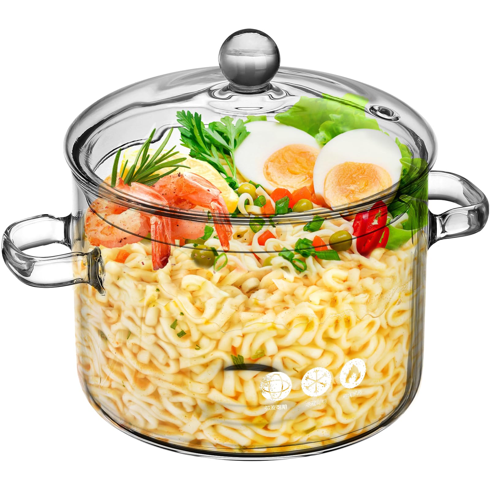 GANAZONO 1900ML Borosilicate Glass Saucepan with Lid - Heat Resistant Stovetop Cooking Pot for Simmering, Boiling & Potpourri - Perfect for Kitchen, Camping & DIY Projects