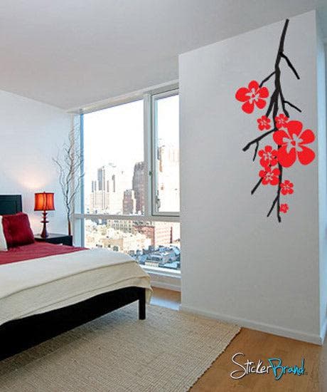 Floral Vinyl Wall Decal Sticker - Peel and Stick Flower Branch Design #553 for Home Decor, Nursery, Bedroom & Living Room Wall Art