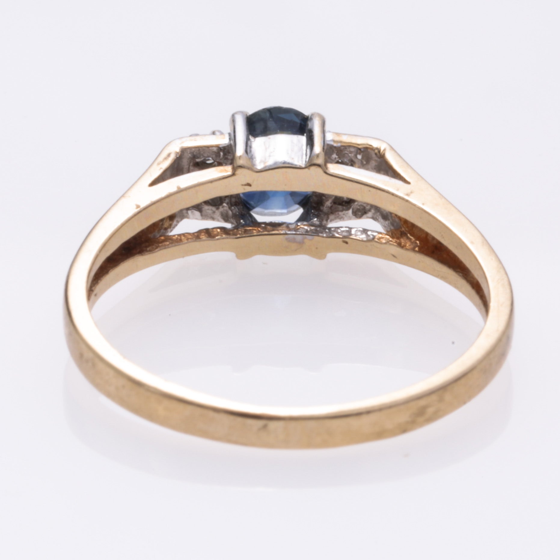 10K Yellow Gold Sapphire and Diamond Ring - 0.40ct Sapphire & 0.02ctw Diamonds - Size 4.75 - Elegant Wedding Band, Anniversary Gift for Her, Engagement Ring for Women