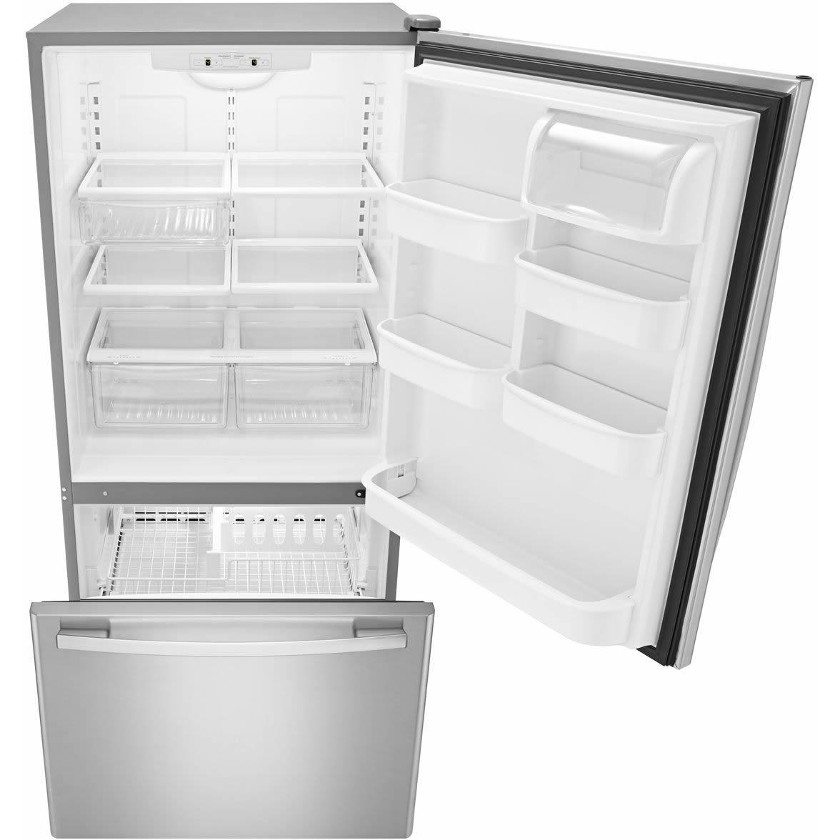Amana 33-Inch 22 cu.ft. Bottom Freezer Refrigerator ABB2224BRM - Energy Efficient Stainless Steel French Door Fridge for Kitchen, Home & Restaurant Use