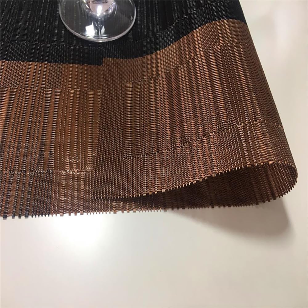 PIGCHCY Washable Vinyl Woven Placemats - Set of 6 Elegant & Durable Table Mats for Dining Room, Kitchen, or Outdoor Use (Bamboo-Brown)