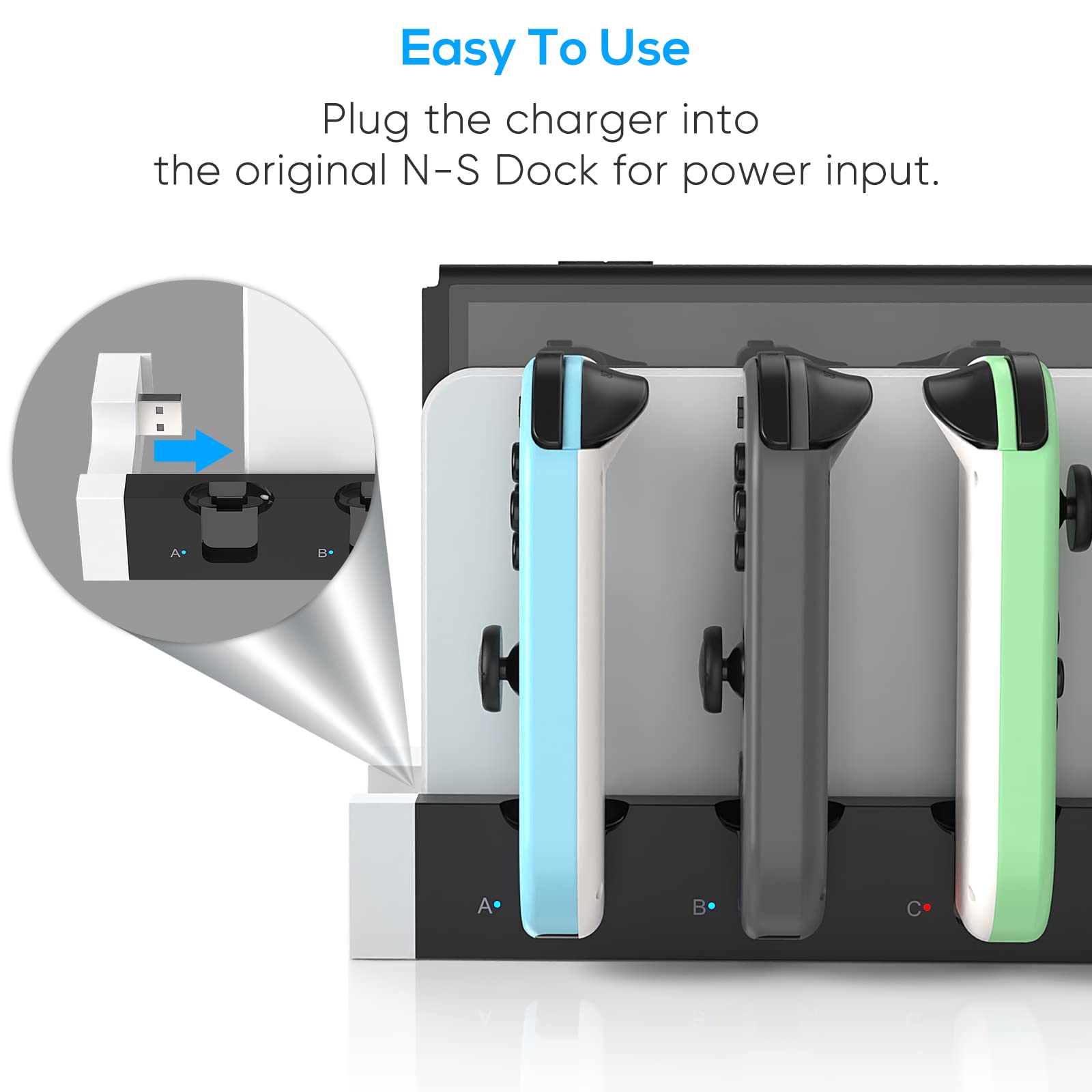Nintendo Switch & OLED Joy-Con Charging Dock - 6-Port Controller Charger Station for Joycons | Fast Charging Stand for Nintendo Switch & OLED Model | Perfect for Gaming Parties & Multiplayer Sessions