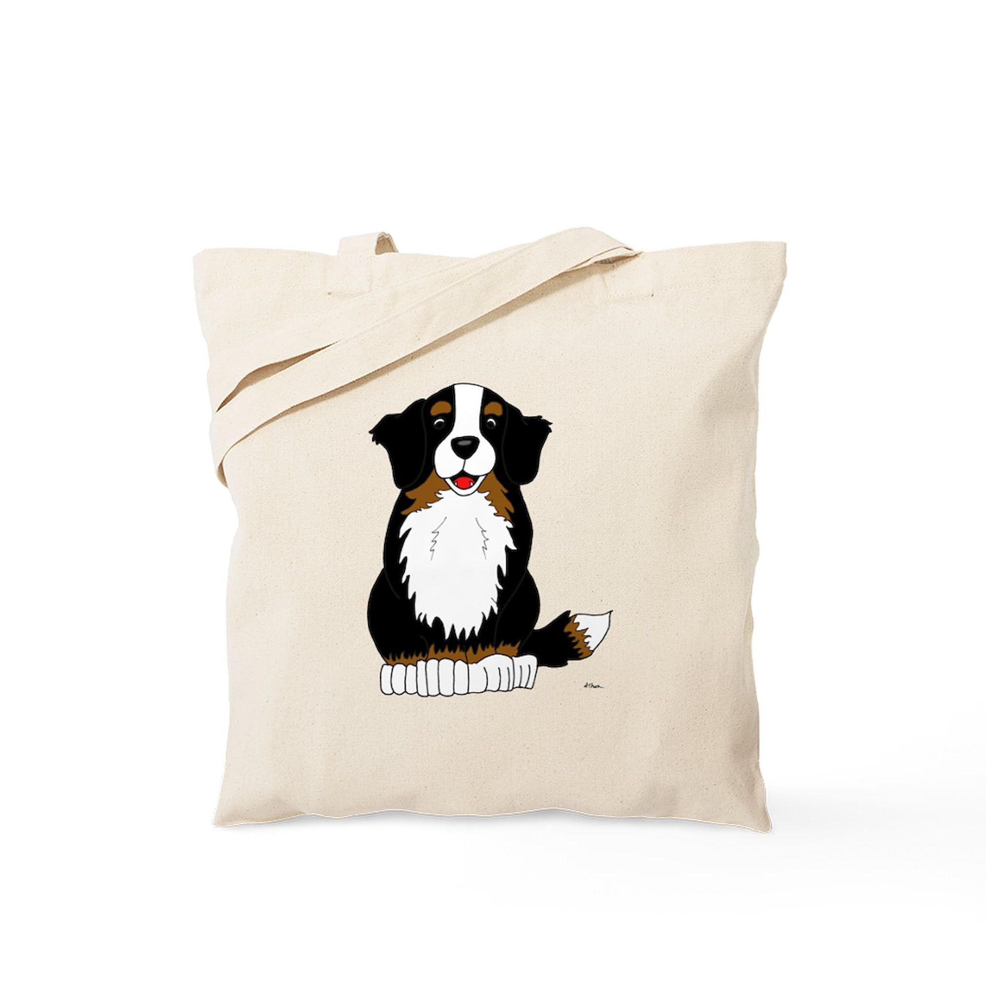 Bernese Mountain Dog Tote Bag - Natural Canvas Reusable Shopping Bag for Groceries, Beach & Everyday Use | Eco-Friendly Cotton Tote with Dog Lovers Design