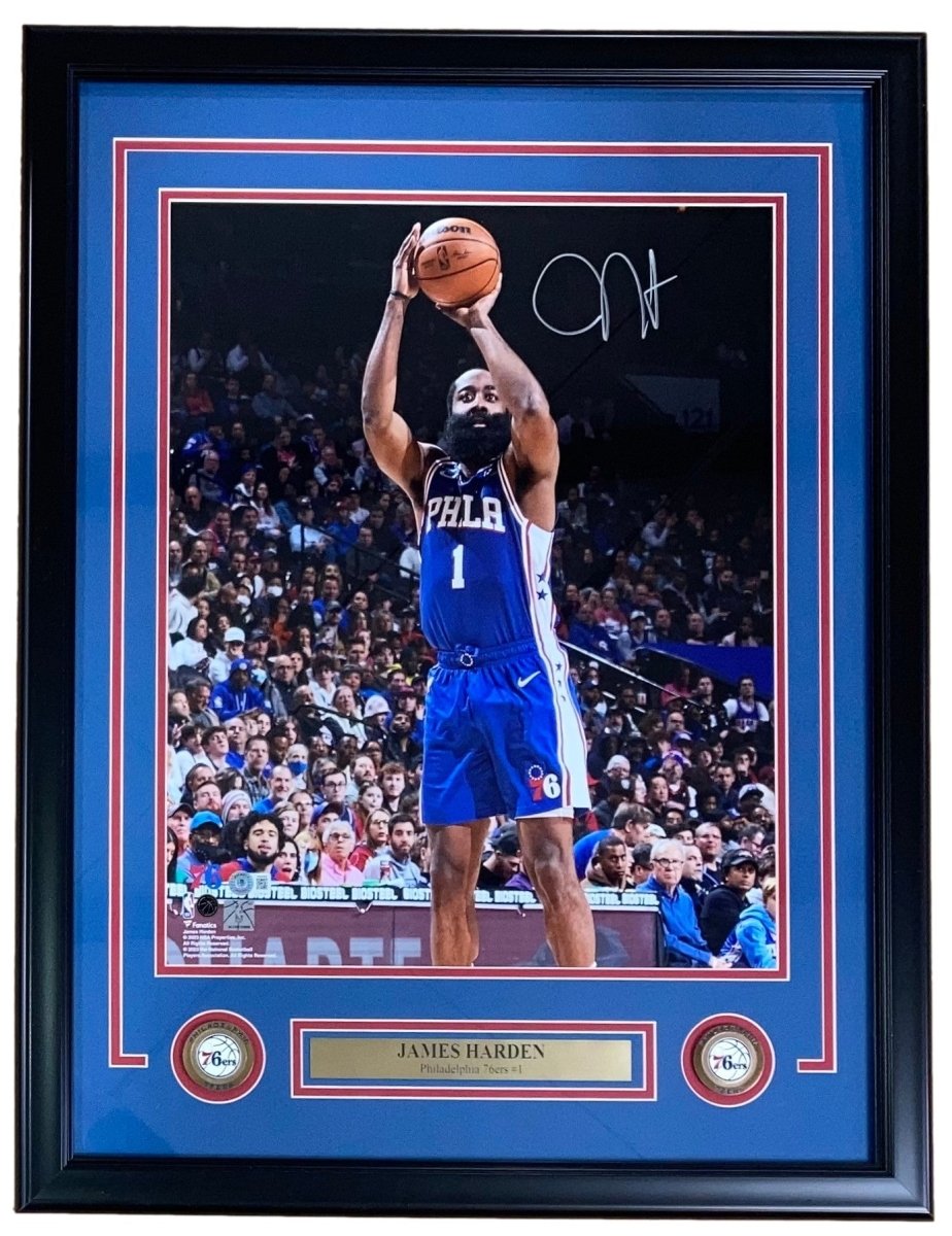 James Harden Autographed Philadelphia 76ers Blue Jersey Framed 16x20 Photo - NBA Memorabilia, Signed Basketball Collectible - Perfect for Sports Fans, Man Cave Decor, and Gift for Basketball Enthusiasts