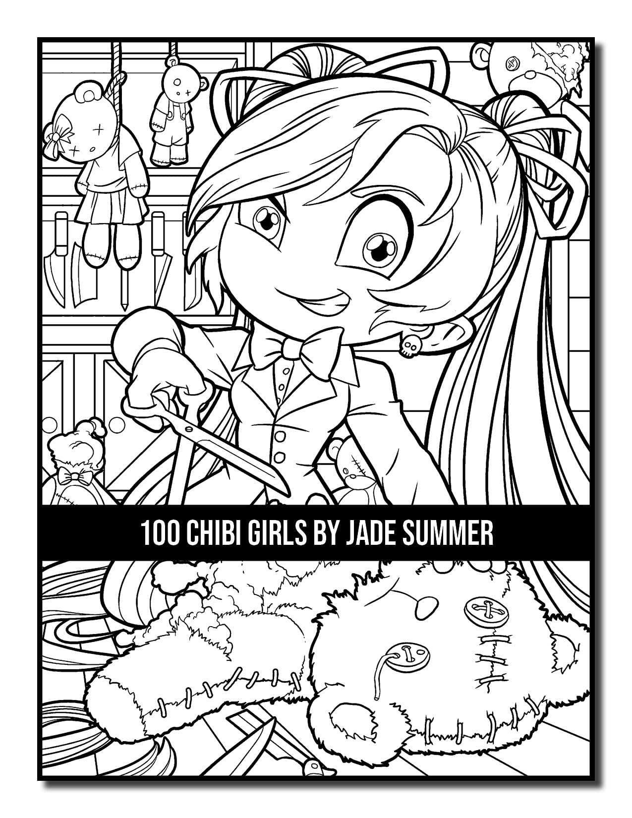 100 Chibi Girls: Cute & Fantasy Adult Coloring Book with Horror & Christmas Themes - Perfect for Stress Relief, Gifts & Creative Relaxation