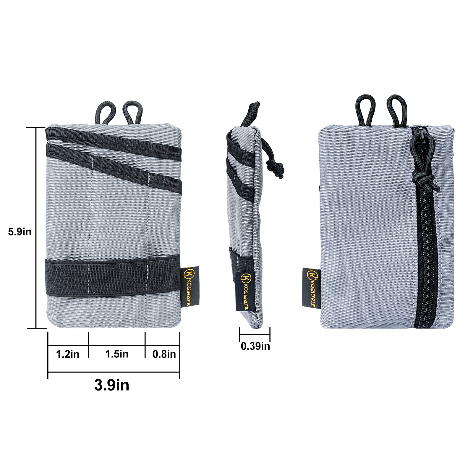 Kosibate EDC Pouch - Slim Pocket Organizer for Men with 4 Pockets | Perfect for Knife, Flashlight, Cards & Everyday Carry Essentials | Ideal for Outdoor, Camping, Hiking & Urban Daily Use