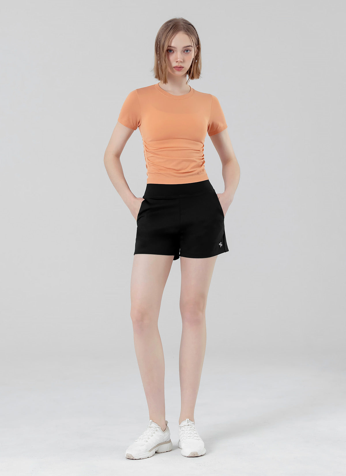 Zero Slick Seamless Side Shirring Short Sleeve T-Shirt for Women - Perfect for Yoga, Gym & Casual Wear
