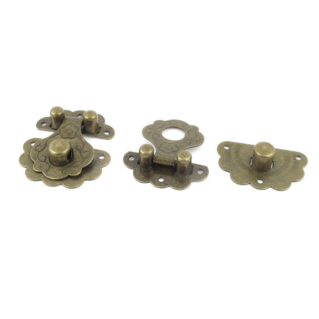 Vintage Metal Jewelry Box Lock Staple Latch Hasp Set - 2 Pack for Antique Trunks, Cabinets & DIY Craft Projects