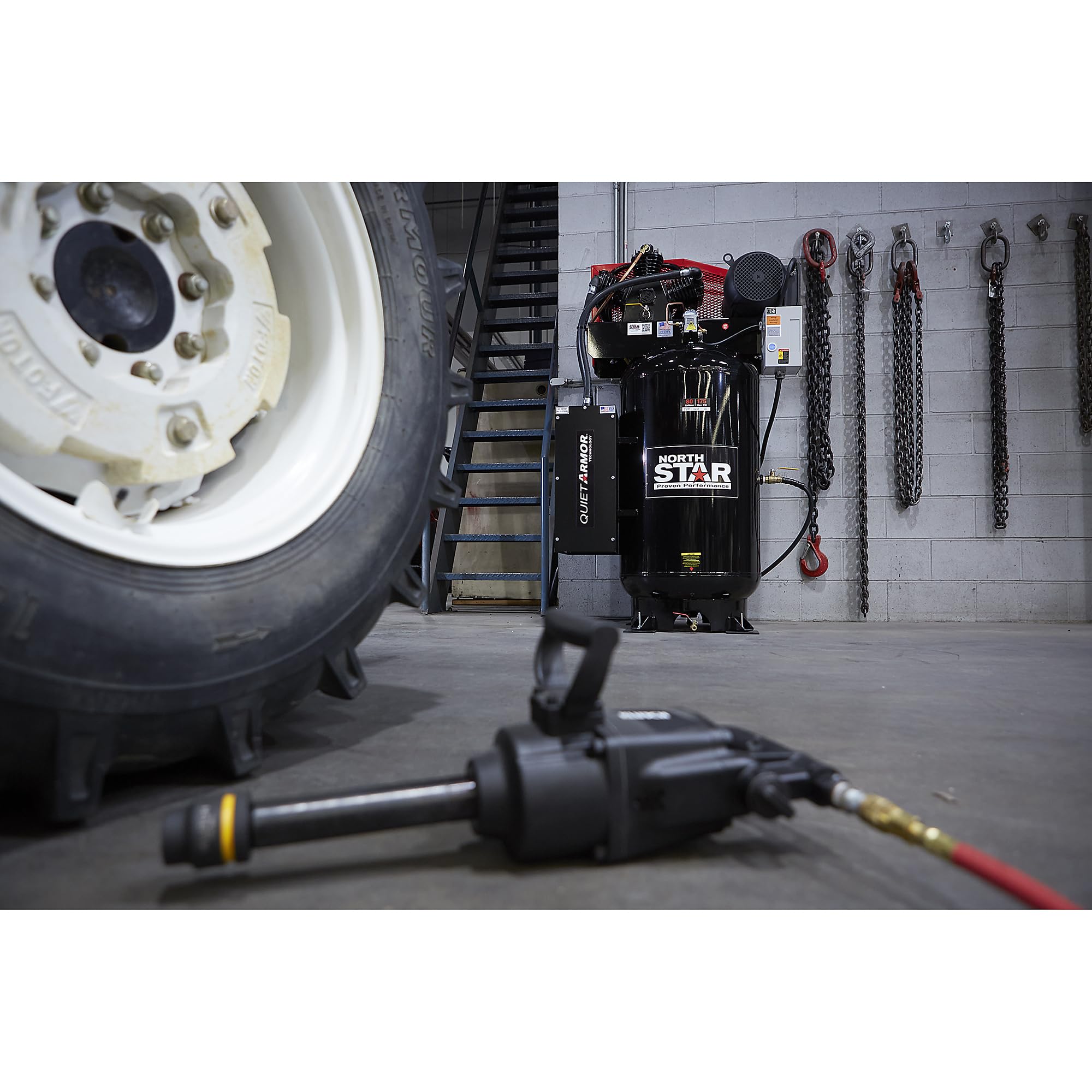 NorthStar 7.5 HP 80-Gallon Air Compressor with Quiet Armor Technology | 26 CFM High Performance | Ideal for Workshops, Construction Sites & Auto Repair Shops