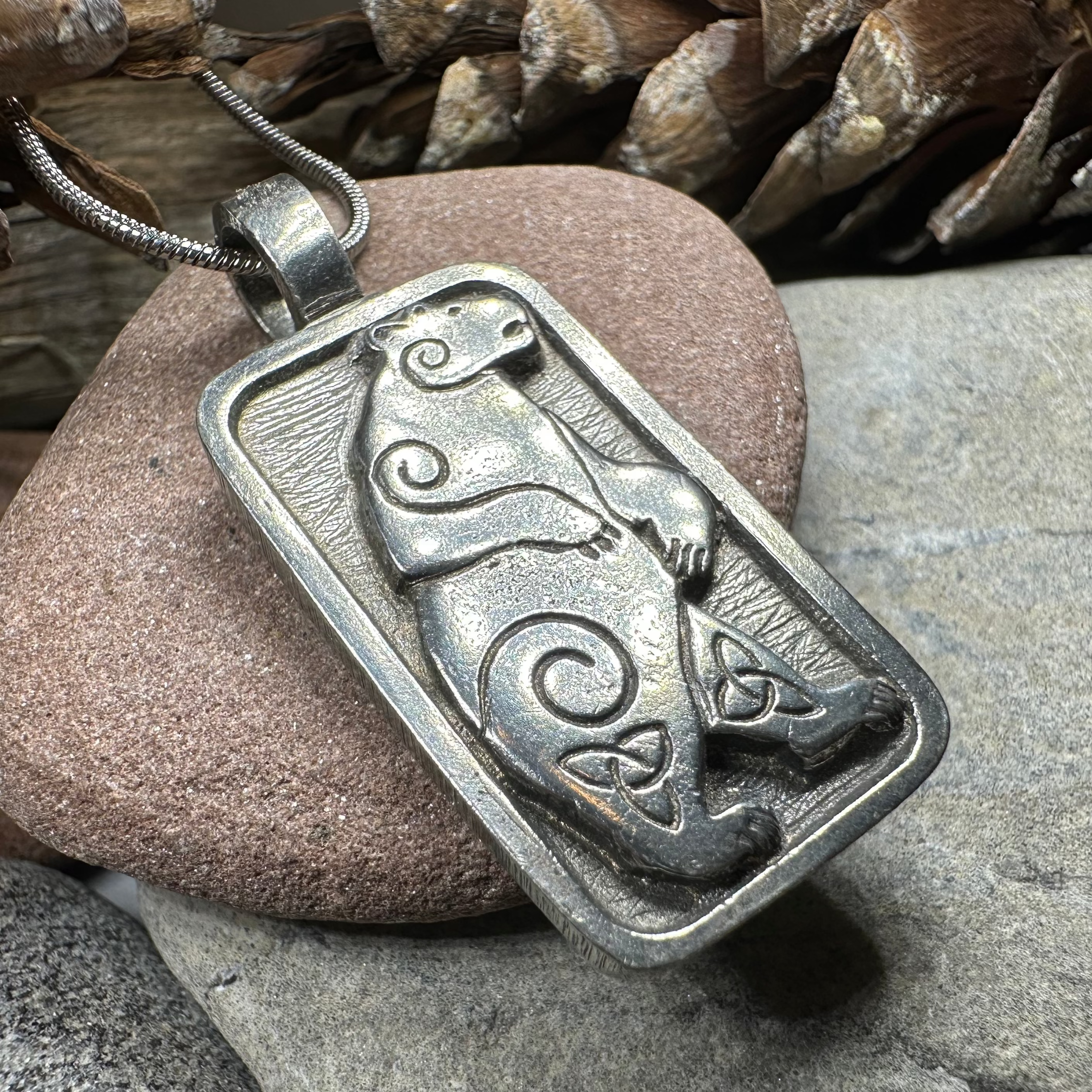 Celtic Spiral Bear Pewter Pendant Necklace for Men & Women - Viking Jewelry, Norse Mythology Gift, Spiritual Protection Amulet - Perfect for Everyday Wear, Pagan Festivals & Viking Cosplay