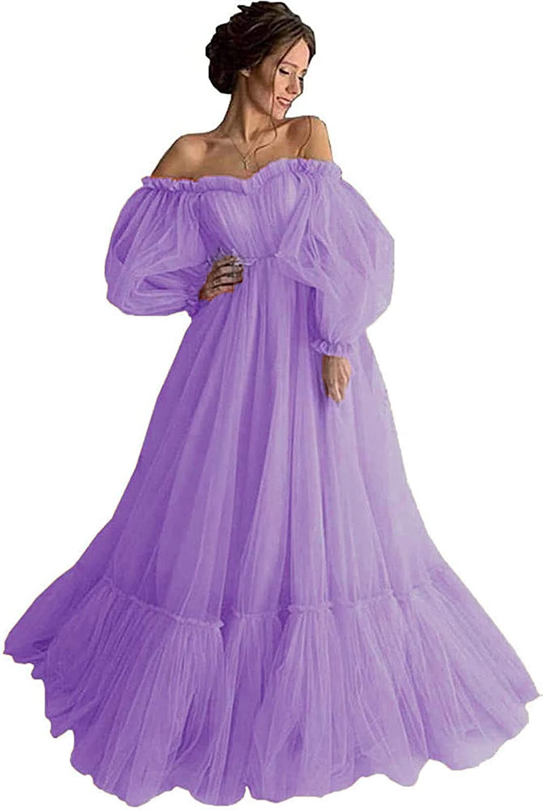 Elegant Puffy Sleeve Prom Dresses for Women - Tulle Ball Gown with Sweetheart Neckline & Off-Shoulder Design | Perfect for Evening Parties, Formal Events & Homecoming Dances