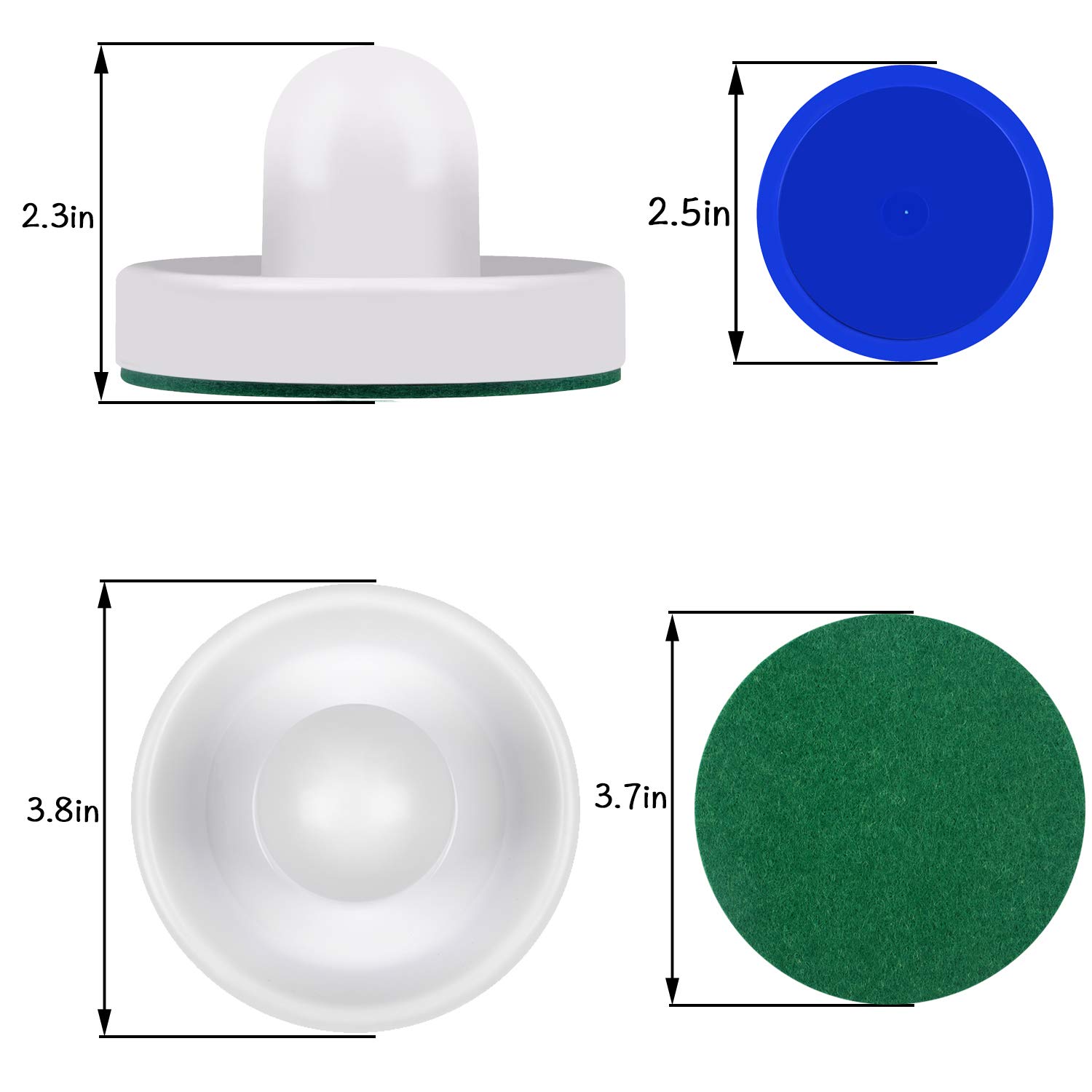 Air Hockey Pucks & Strikers Set - 4 Pucks & 4 Paddles Replacement for Game Tables - Perfect for Home Arcade & Game Rooms