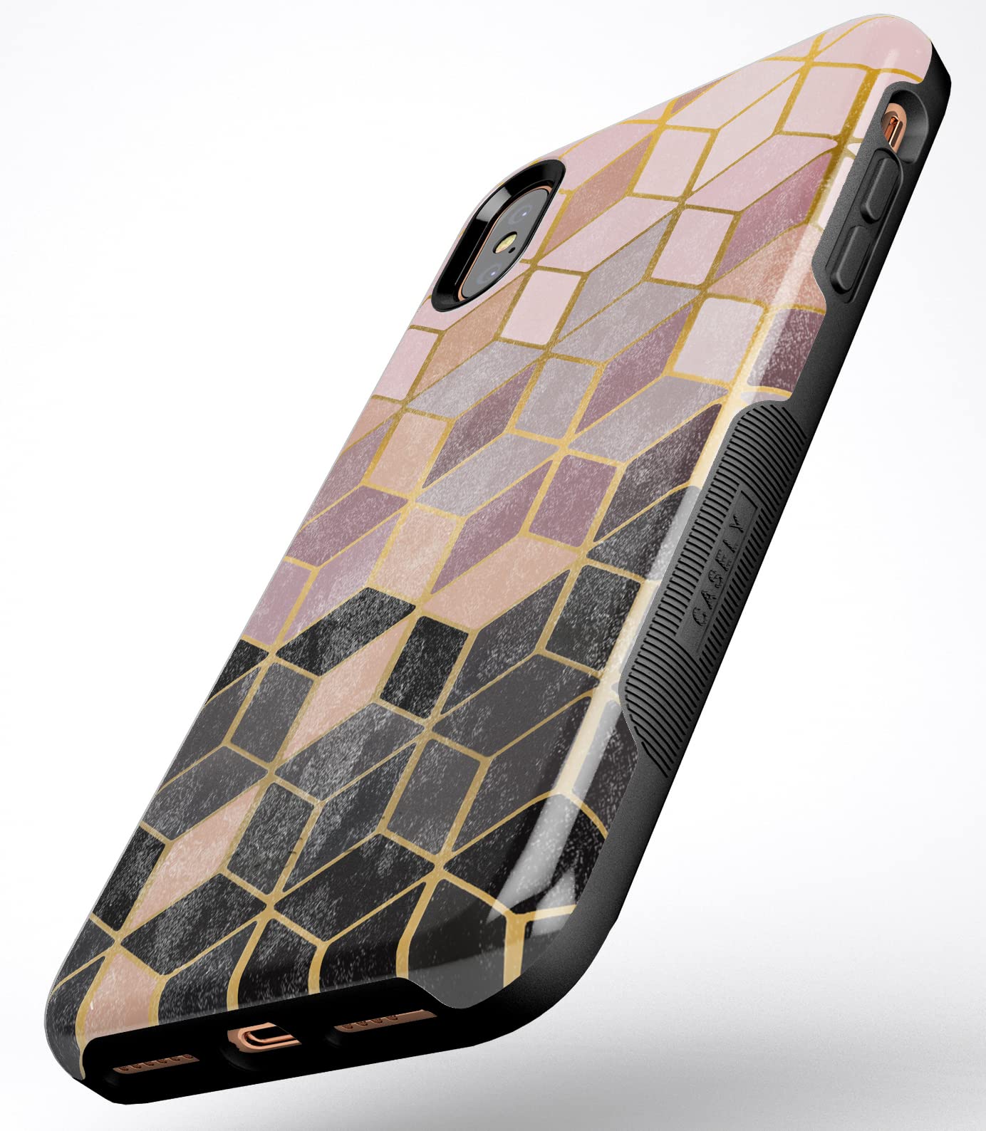 Casely iPhone Xs Max Case - Geo Rose Gold Marble Phone Cover | Slim Protective Shockproof Case for Women & Men | Perfect for Work, Travel & Everyday Use