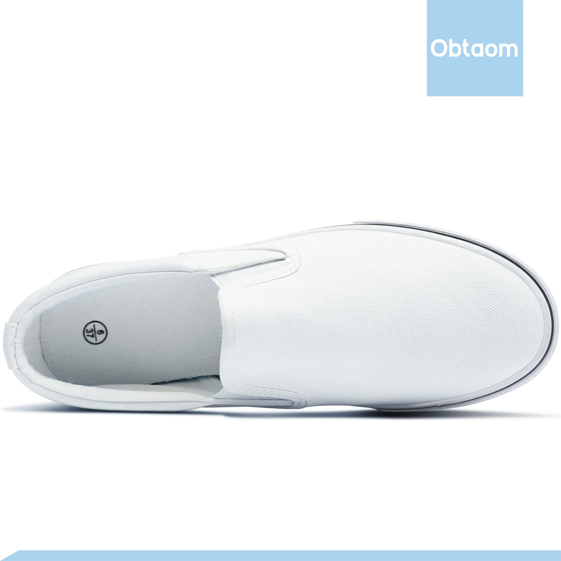 Obtaom Women's White Sneakers & Black Slip-On Shoes - Low Top Canvas Loafers for Casual Wear, Walking & Everyday Comfort