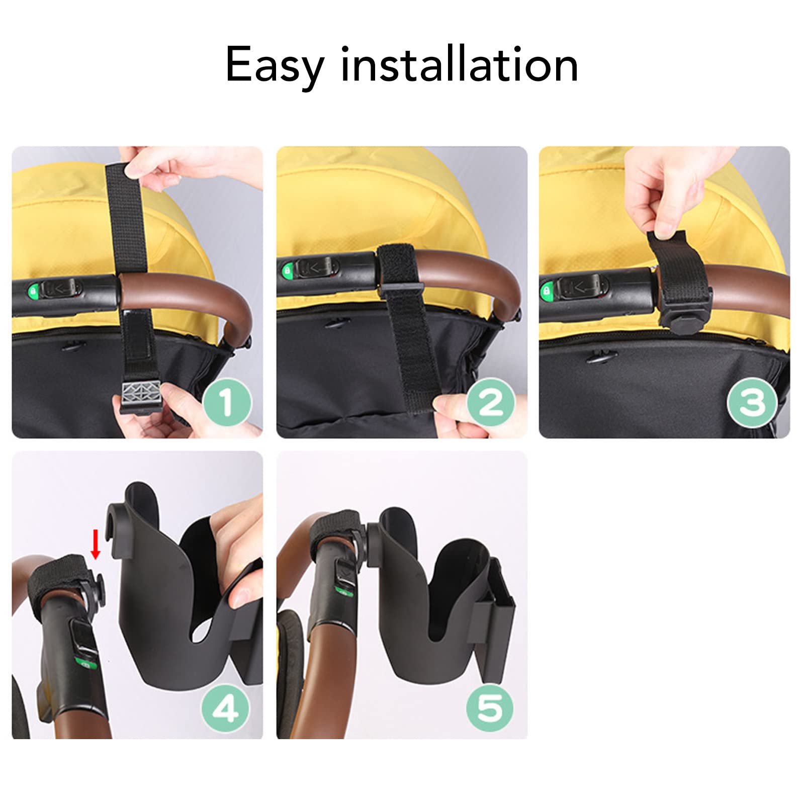Stroller Cup Holder & Bike Bottle Holder with Phone Slot - Durable Plastic Drink Holder for Baby Carriage, Bicycle & Shopping Cart - Perfect for Parents, Joggers & Outdoor Activities