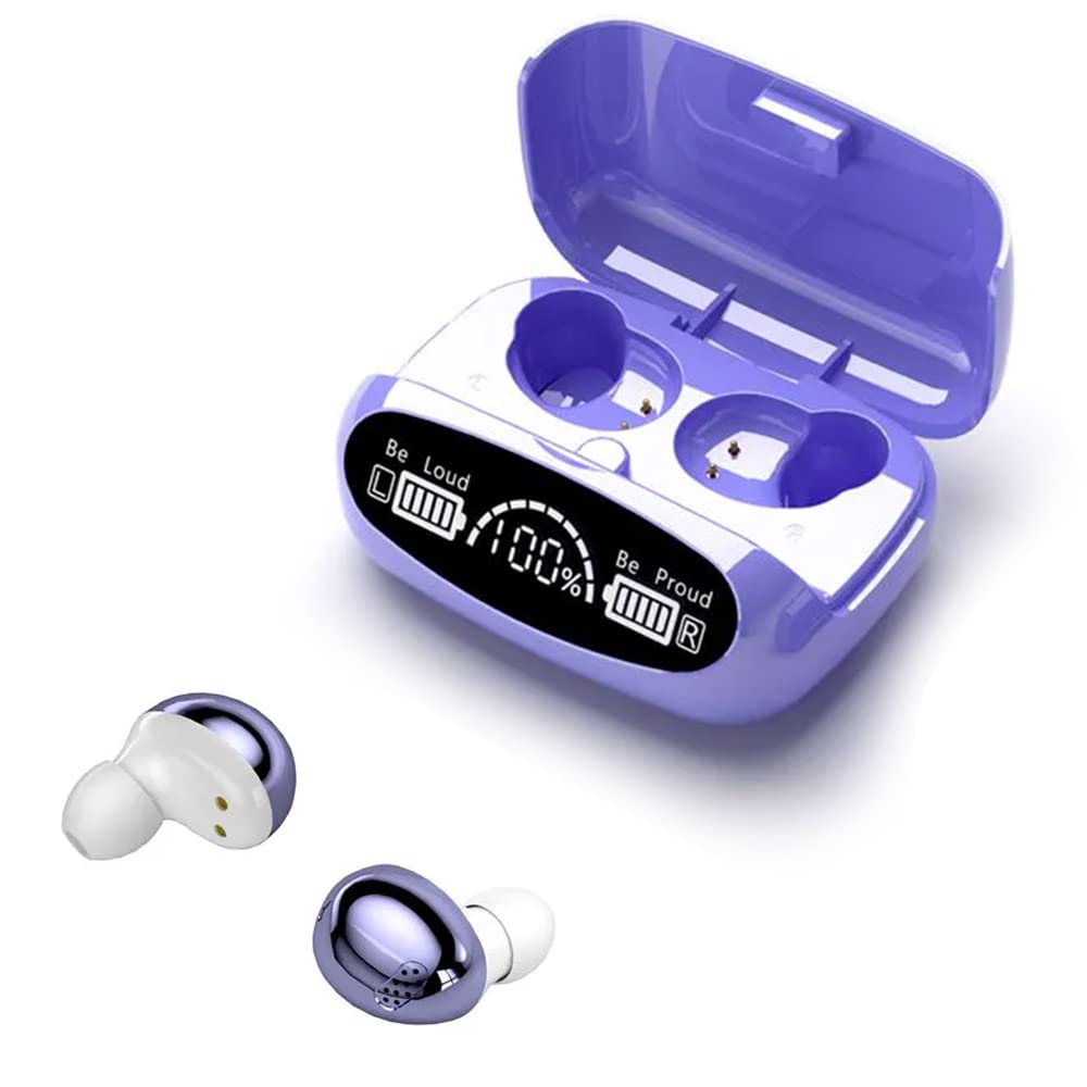 Wireless Bluetooth 5.2 Earbuds with Microphone, IPX6 Waterproof In-Ear Headphones, USB-C Rechargeable Case for iPhone Android iOS - Perfect for Gym, Running & Travel (Purple)