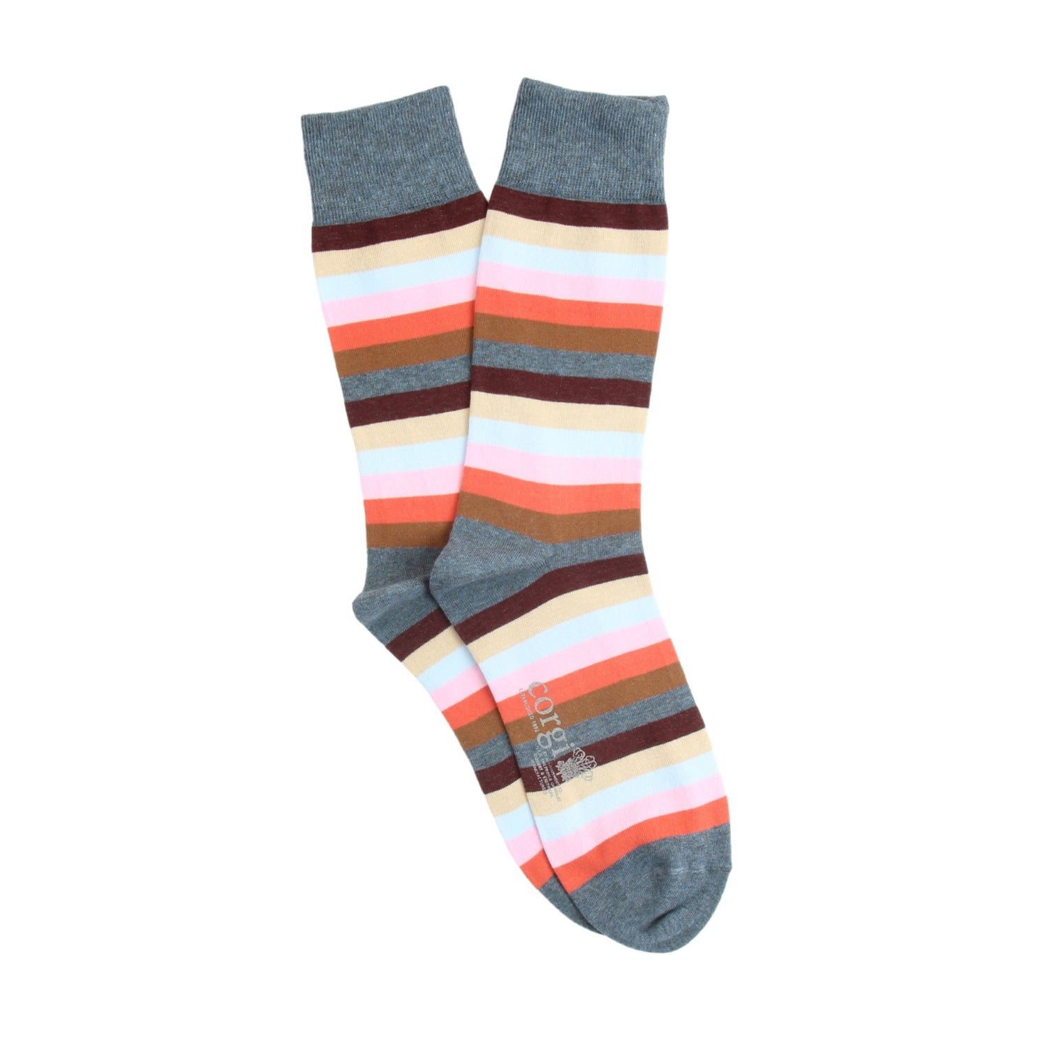 Men's Signature Stripe Cotton Socks - Breathable & Comfortable Casual Socks for Everyday Wear, Sports & Work - Pack of 3 Pairs