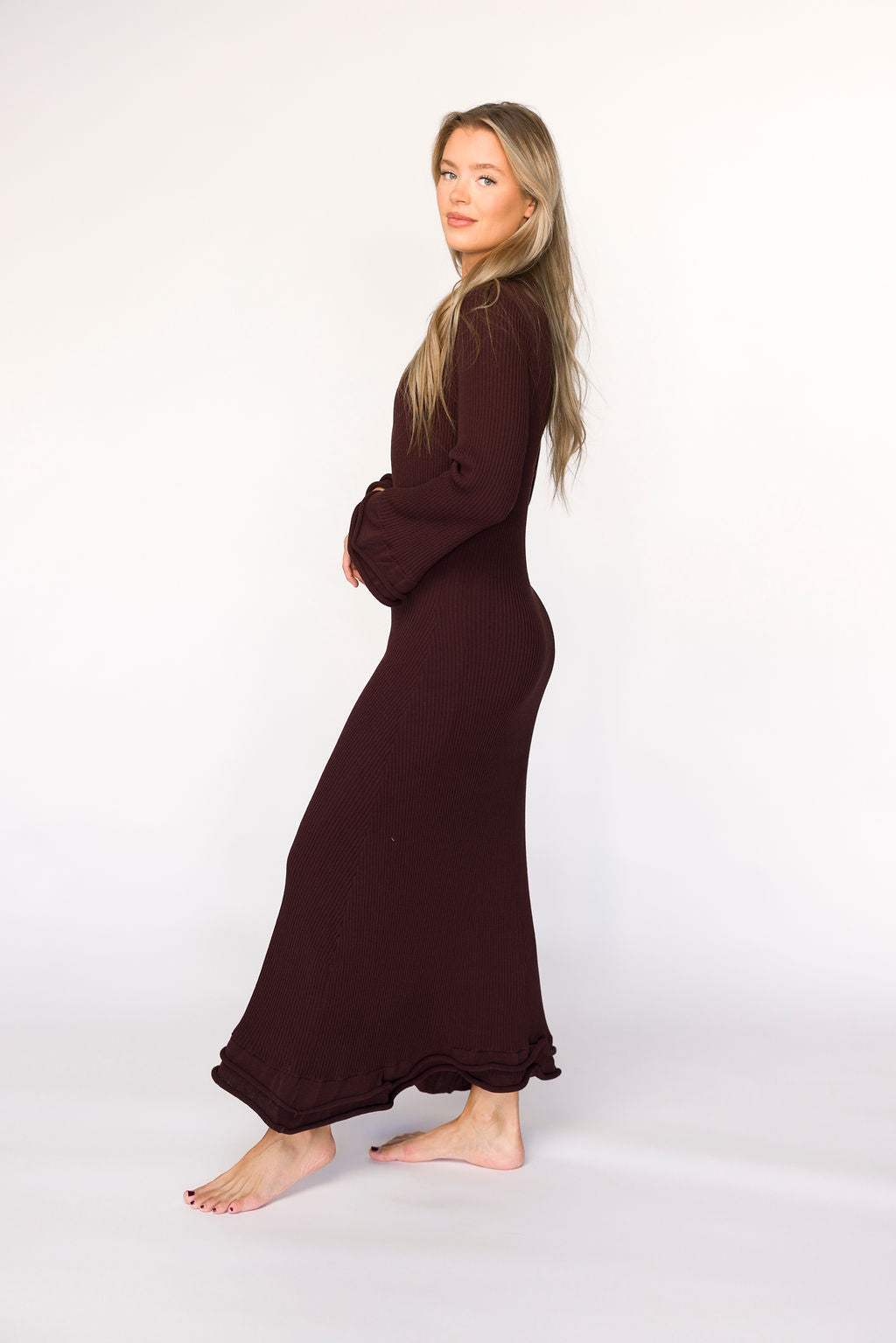 Arlet Maternity Dress in Brown - Bump Friendly & Comfortable for Pregnancy | Perfect for Casual Outings, Baby Showers & Maternity Photos