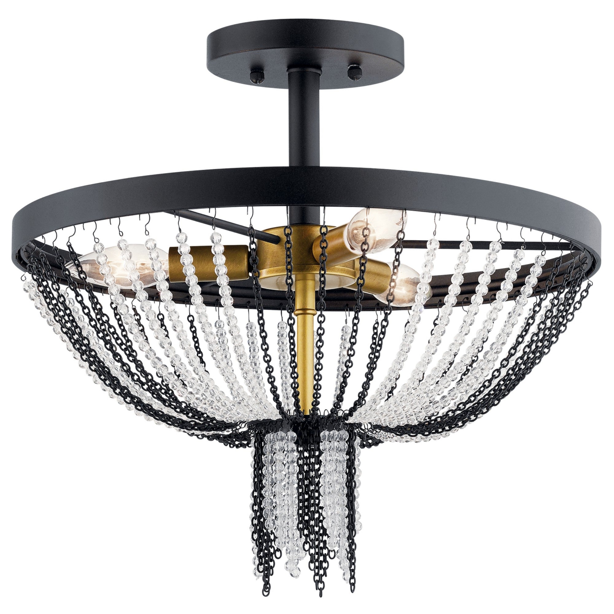 Alexia 16 Inch 3-Light Semi Flush Mount Ceiling Light Fixture - Matte Black Finish for Bedroom, Living Room & Dining Room Lighting