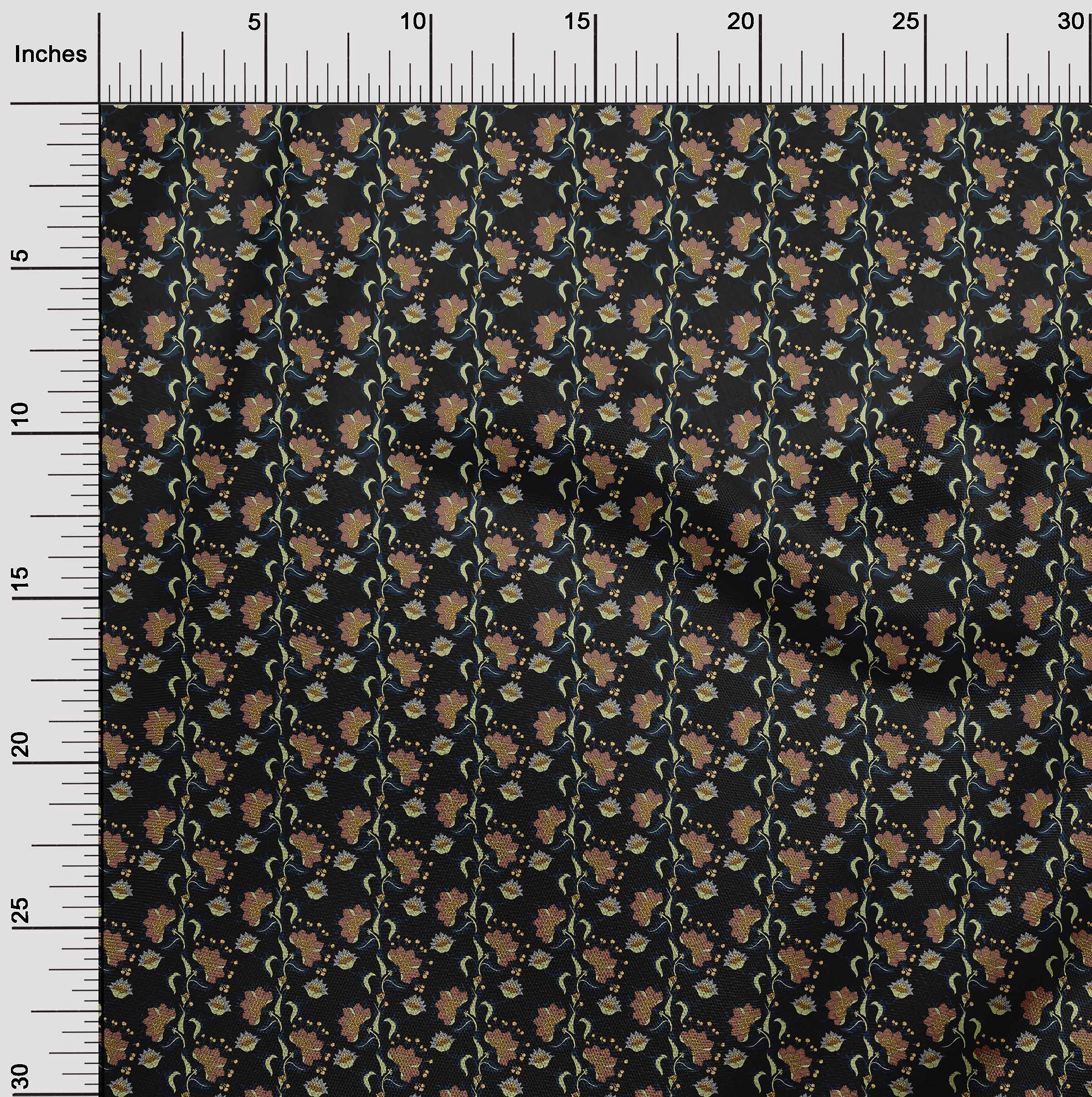 oneOone Cotton Jersey Black Fabric with Leaves & Clover Print - 58 Inch Wide by The Yard - Perfect for DIY Dresses, Skirts, and Home Decor Projects