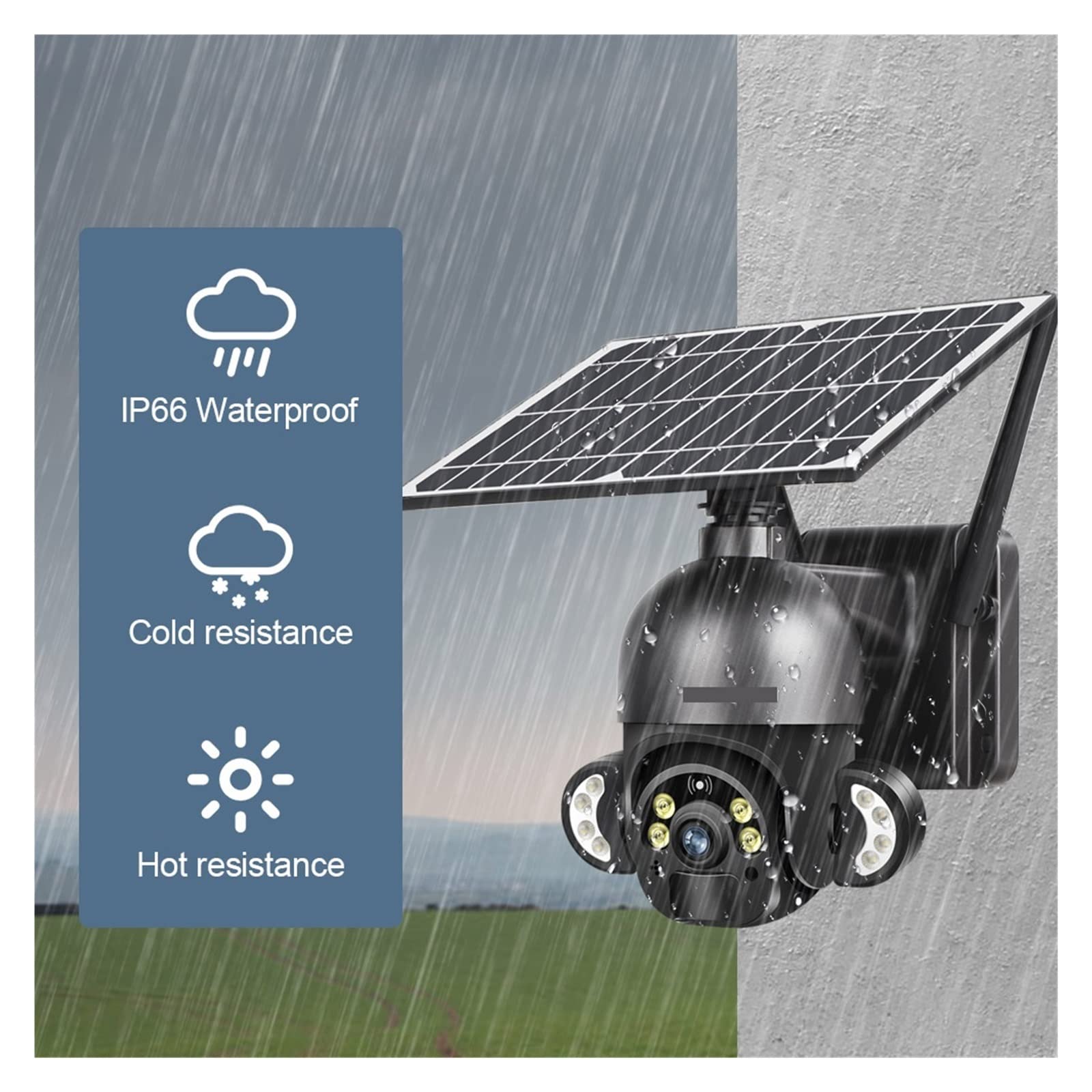 4MP Solar Security Camera 4G/WiFi Outdoor - 360° PTZ Pan-Tilt with Floodlight & Remote Viewing | Weatherproof Surveillance for Home, Business & Farm Security (No SD Card Included)