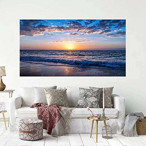ZENDA Sunset Beach Wall Art - Ocean Vacation Painting, Framed Canvas Print for Living Room & Bedroom Decor - Ready to Hang Coastal Home Décor | Perfect for Beach House, Office or Gift