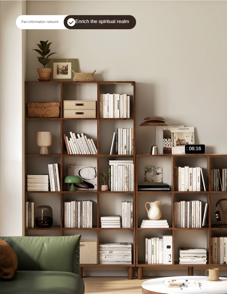 Oak & Beech Solid Wood Modular Bookshelf - Customizable Storage for Home Office, Living Room & Bedroom