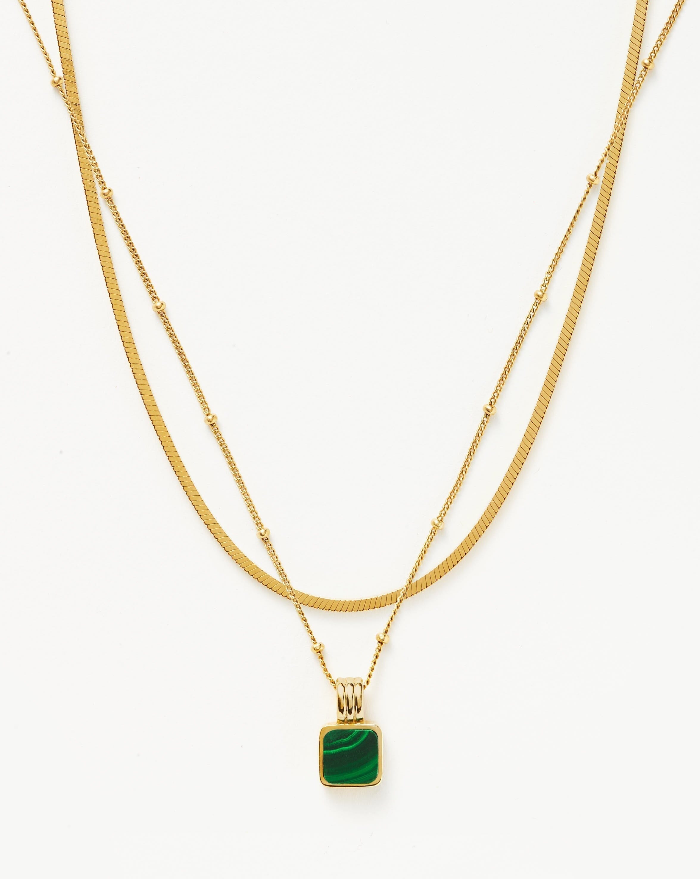 Iconic Lucy Williams Malachite Necklace Set - 18k Gold Vermeil & Genuine Malachite Gemstone Jewelry for Women | Elegant Gift for Birthday, Anniversary & Special Occasions