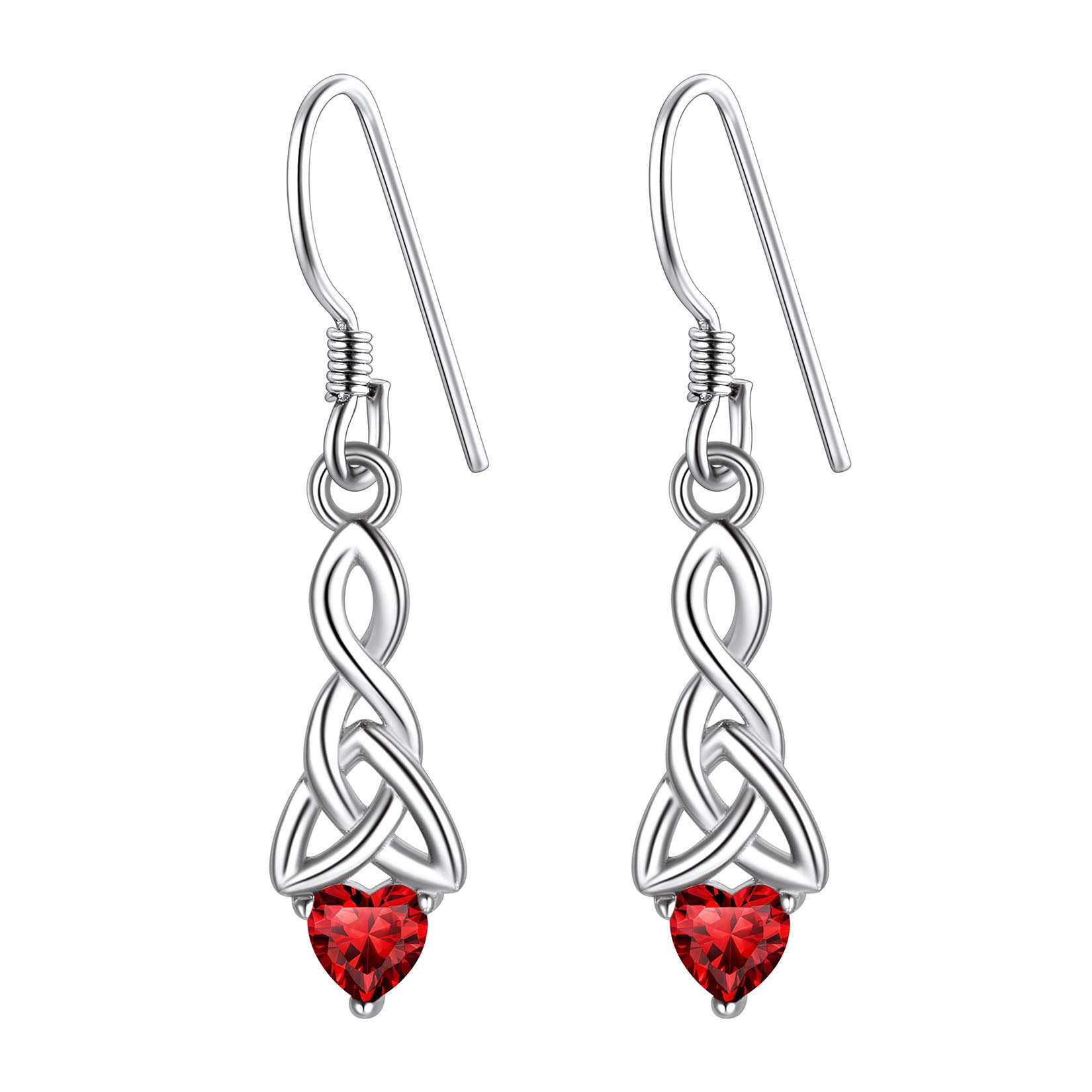 Sterling Silver Celtic Knot Jewelry Set - Earrings & Necklace with Birthstone for Women | Gift Box Included | Perfect for St. Patrick's Day & Irish Weddings